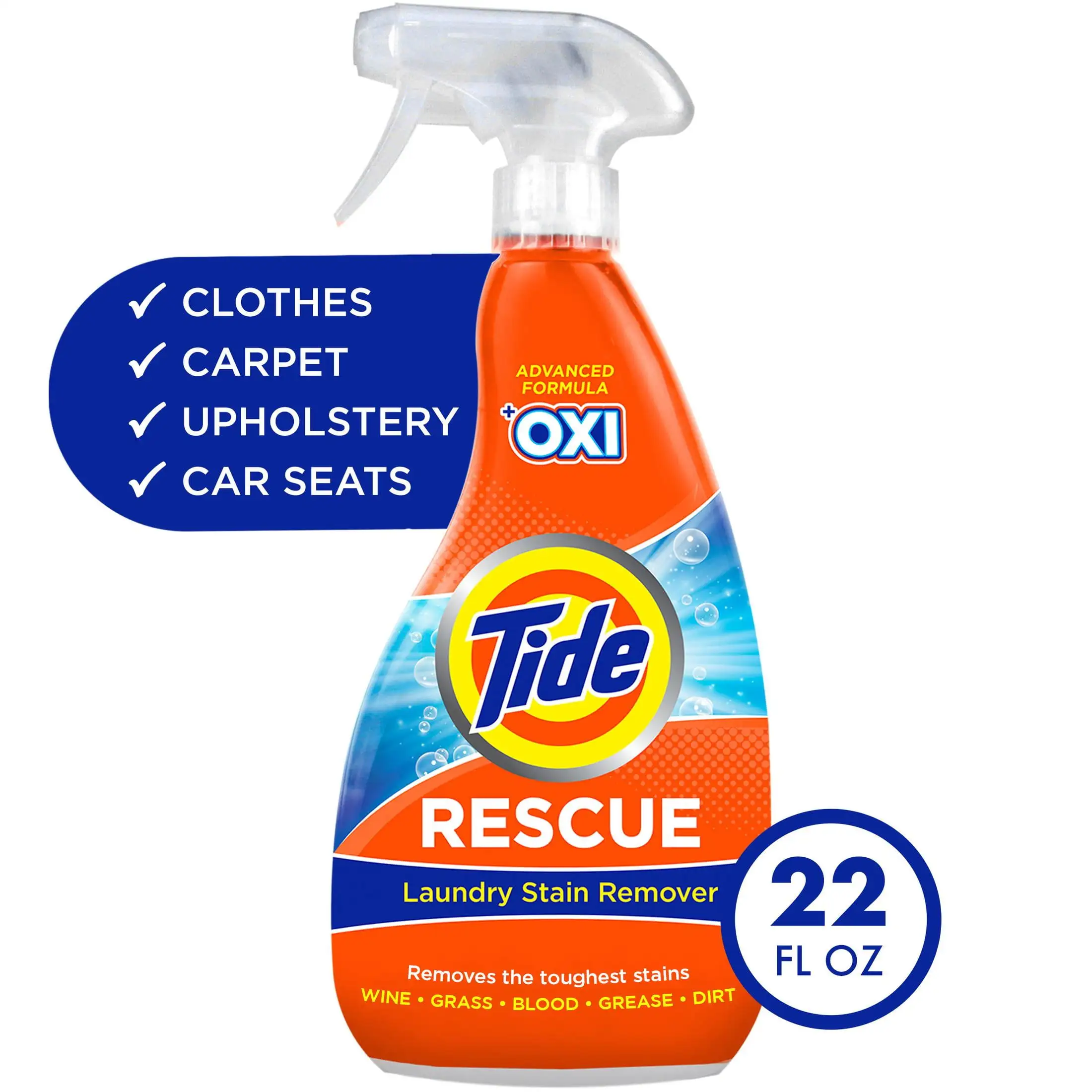 Tide Rescue Plus Oxi Laundry Stain Remover and Carpet Cleaning Spray and Wash. Spot Cleaner. 22 fl oz