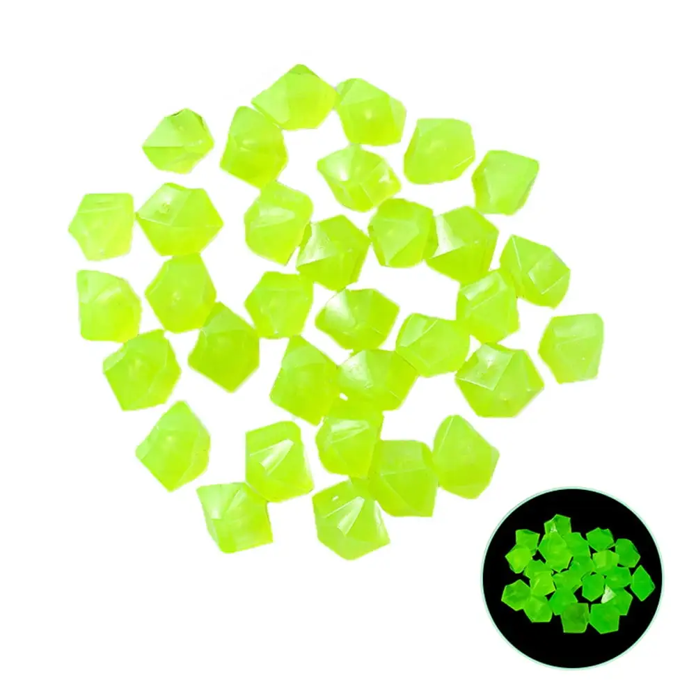 Tomshoo Luminous Stone Glow in Dark Stones for Aquarium Waterscape. 100pcs Diamond Shaped Fluorescent Stones