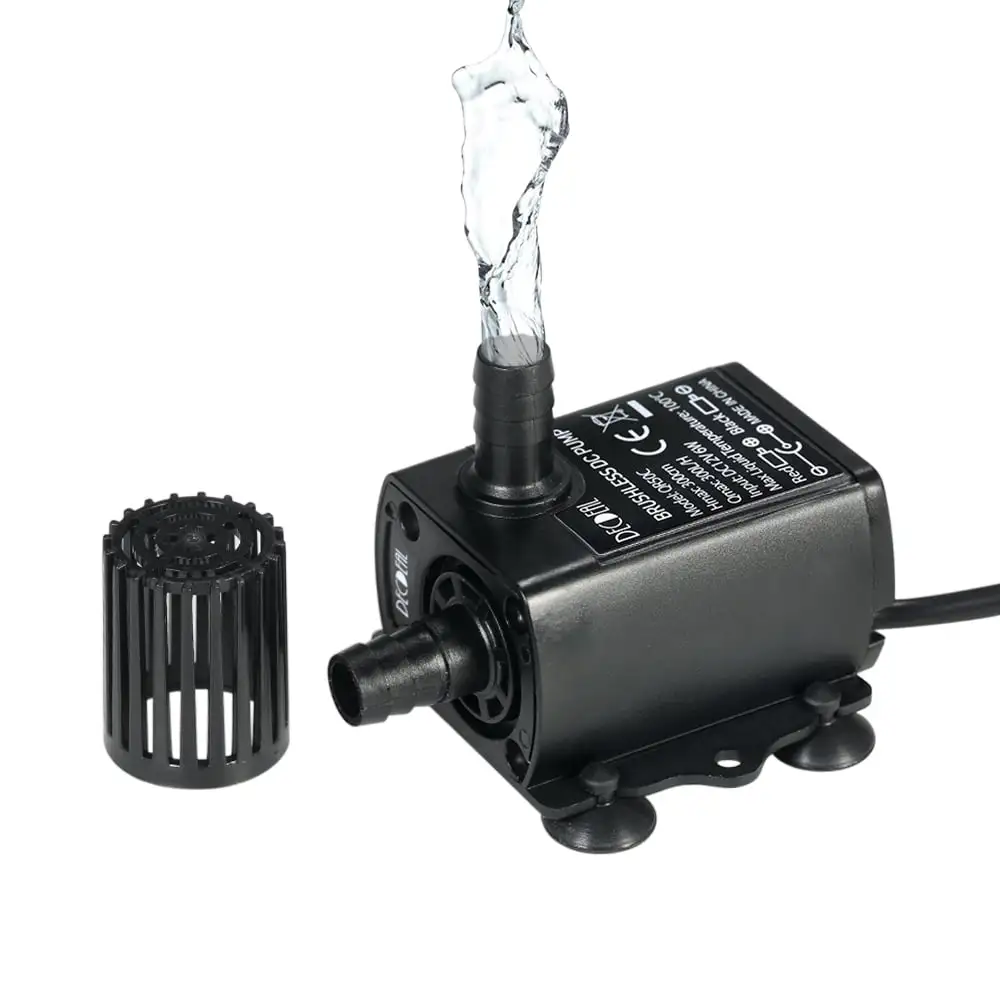 TomshooPond Fountain Pump Decdeal Ultra Quiet DC12V 6W Brushless. 300LH Circulation. 300cm Lift