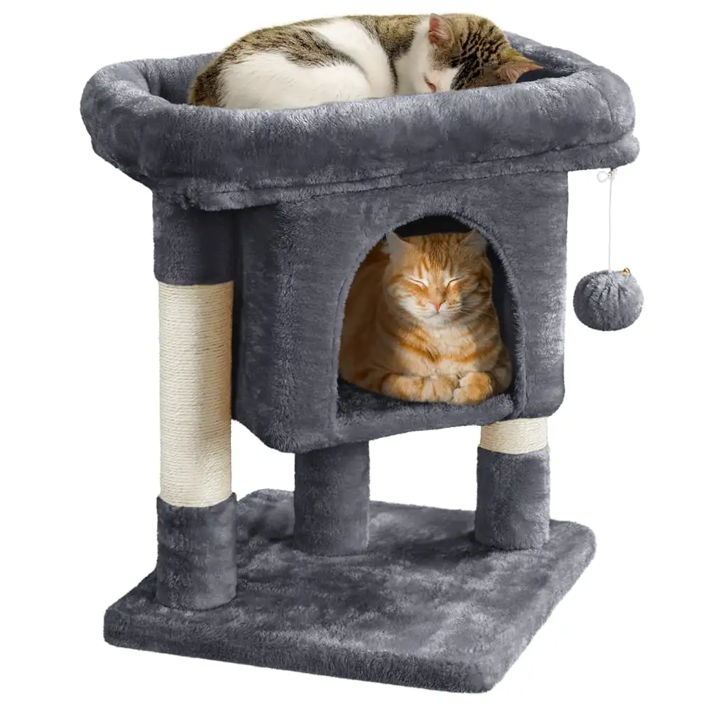 Topeakmart 23.5'' 2-Level Cat Tree Condo Cat Climbing Scratching Tower. Dark Gray