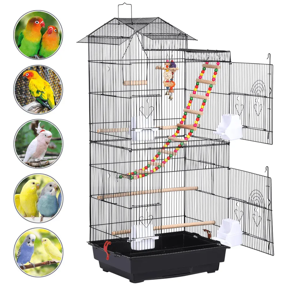 Topeakmart 39 Parrot Cage Metal Bird Cage Cockatiel Cage with Toys for Small Birds