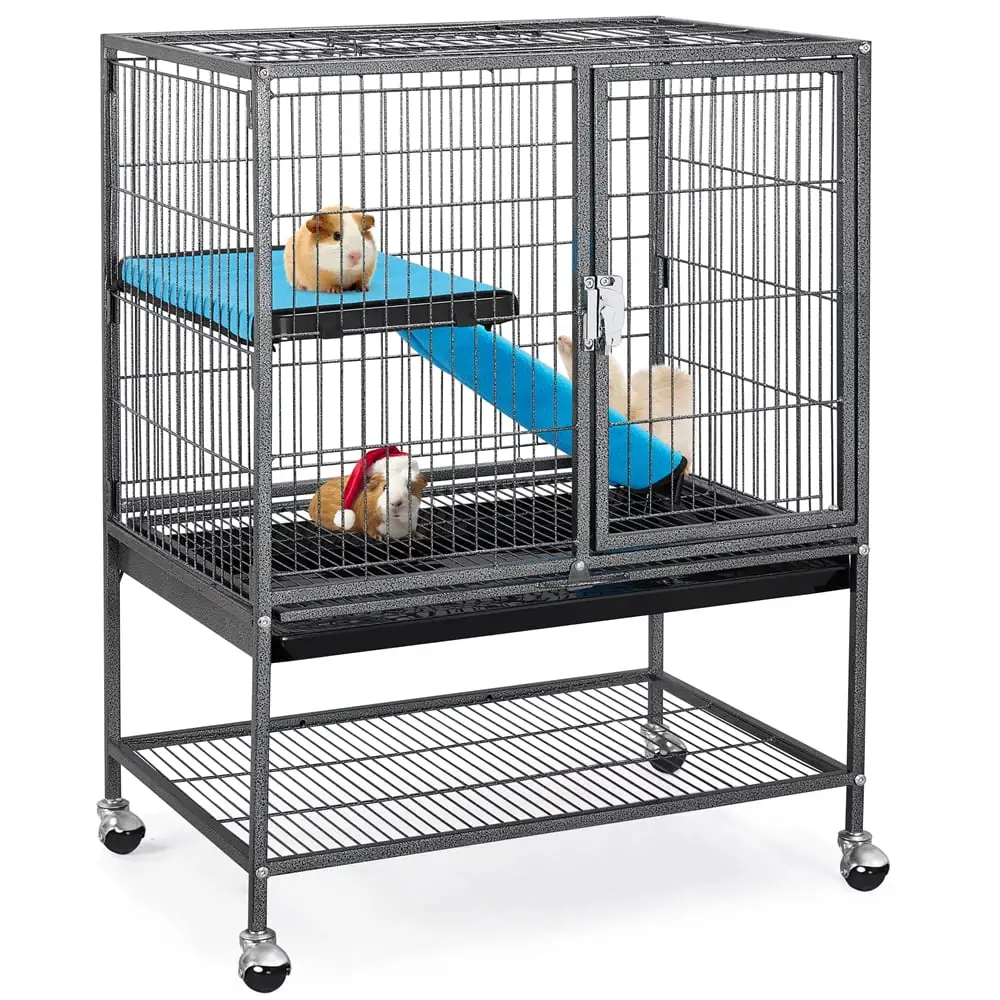 Topeakmart Single Unit Rolling Small Animal Cage for Adult Rats/Ferrets/Chinchillas/Guinea Pigs. Metal. Black