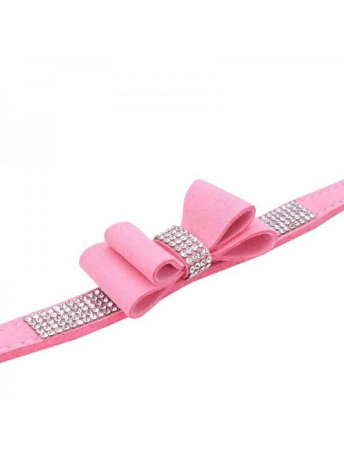 Topumt Leather & Cotton Rhienstone Pattern Fashion Dog & Cat Collar. Pink. S