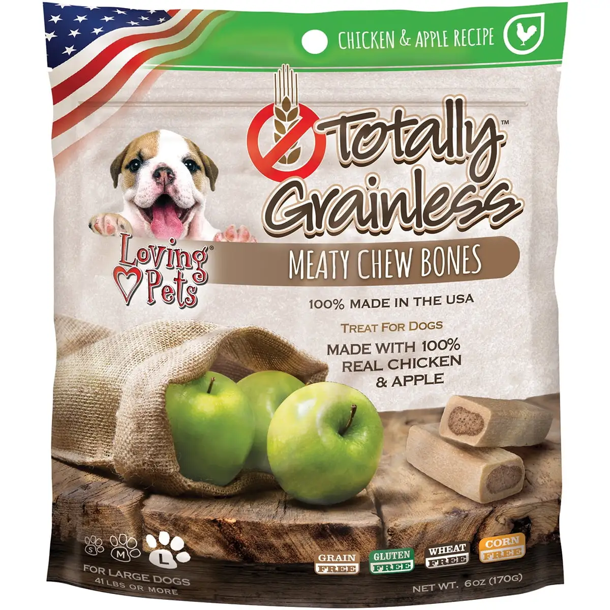 Totally Grainless Large Chicken and Apple Bone Dog Treats. 6 Oz