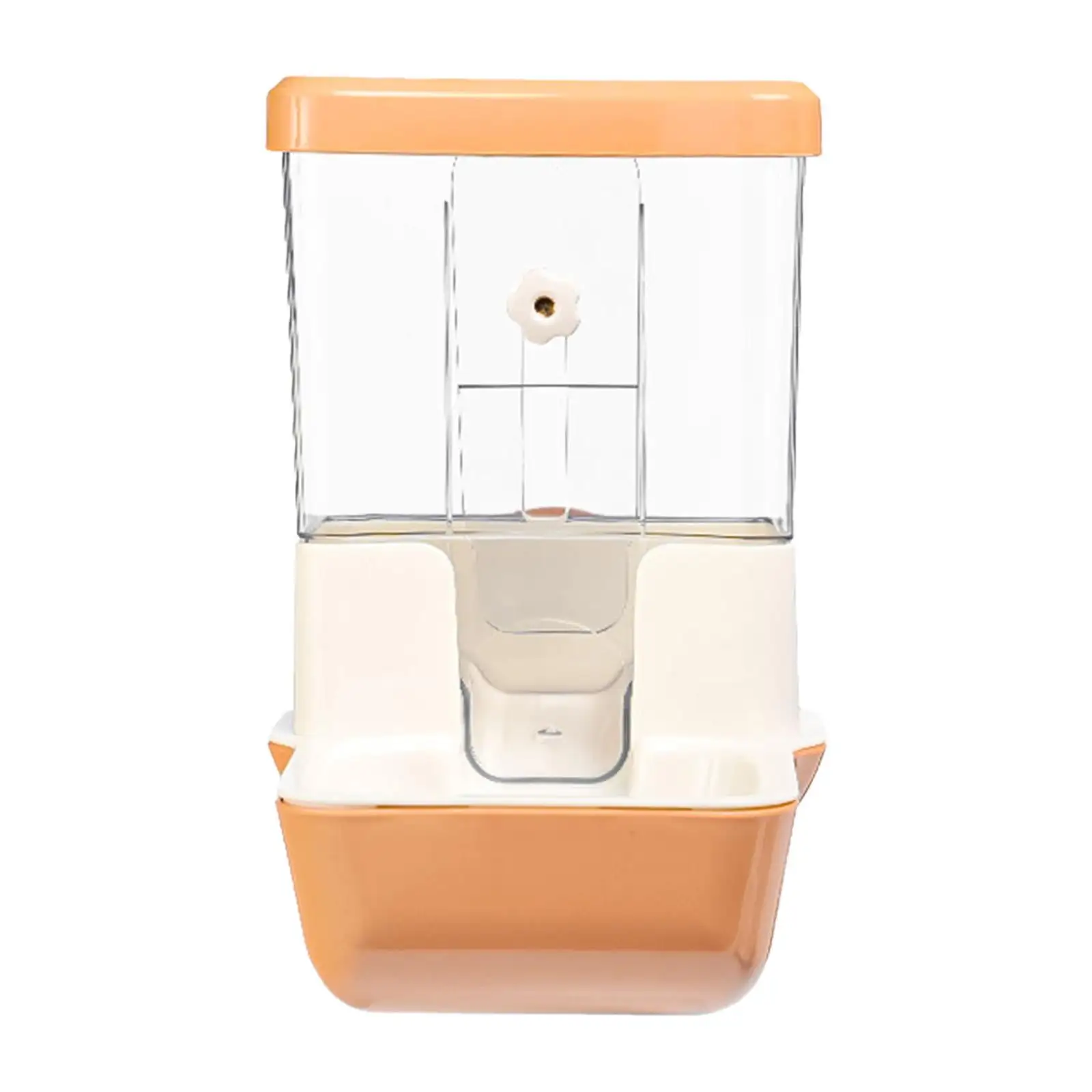 Toysmith Automatic Pet Bowls Cage Hanging Feeder Easily Refill Wide Outlet Automatic Food Dispenser Pet Cage Feeder for Puppy Chinchilla Orange