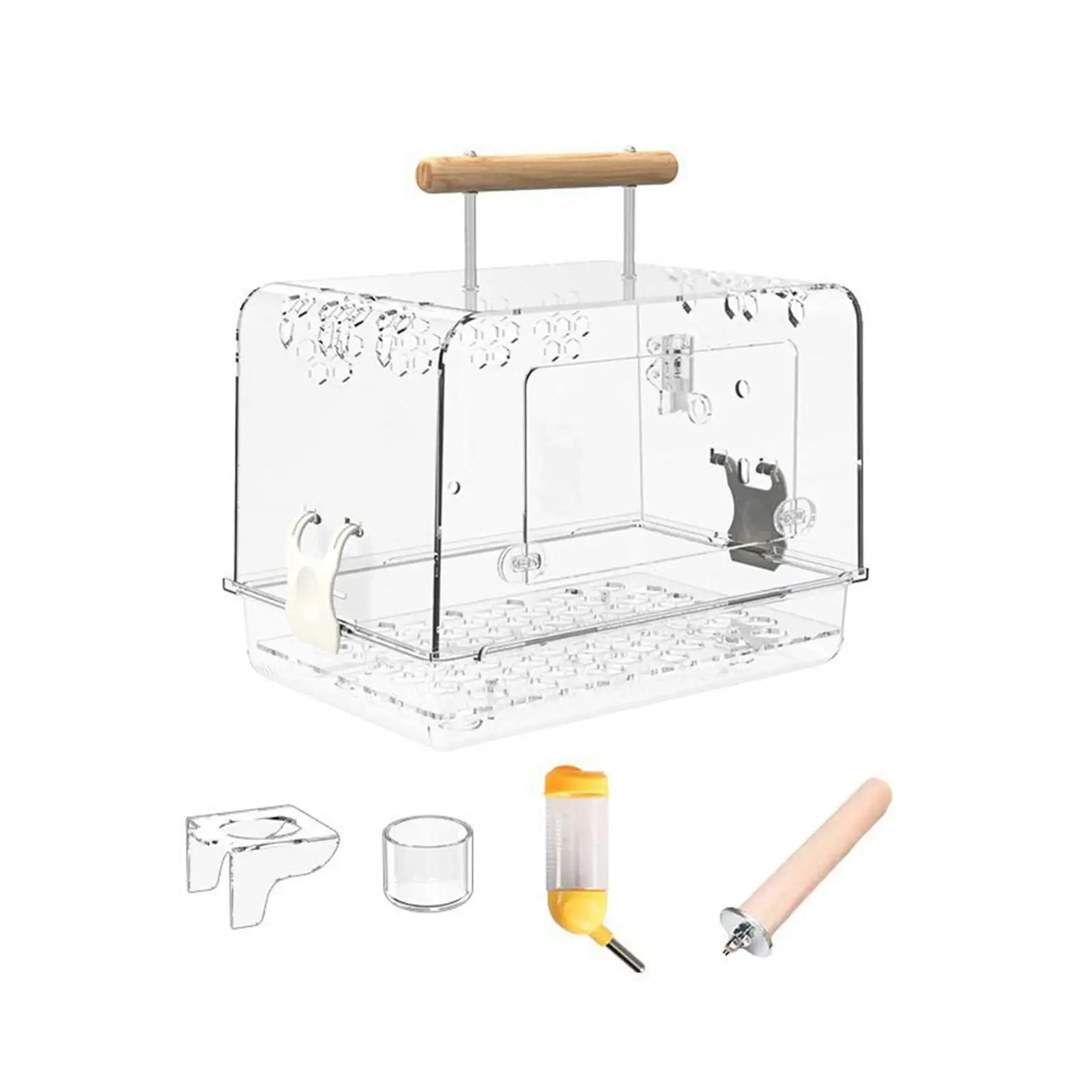 Toysmith Hamster Cage Bird Carrier Portable Accessories Bird Travel Cage Acrylic Villa Bird Cage for Parrotlets Small Birds Cockatiels Whole Set