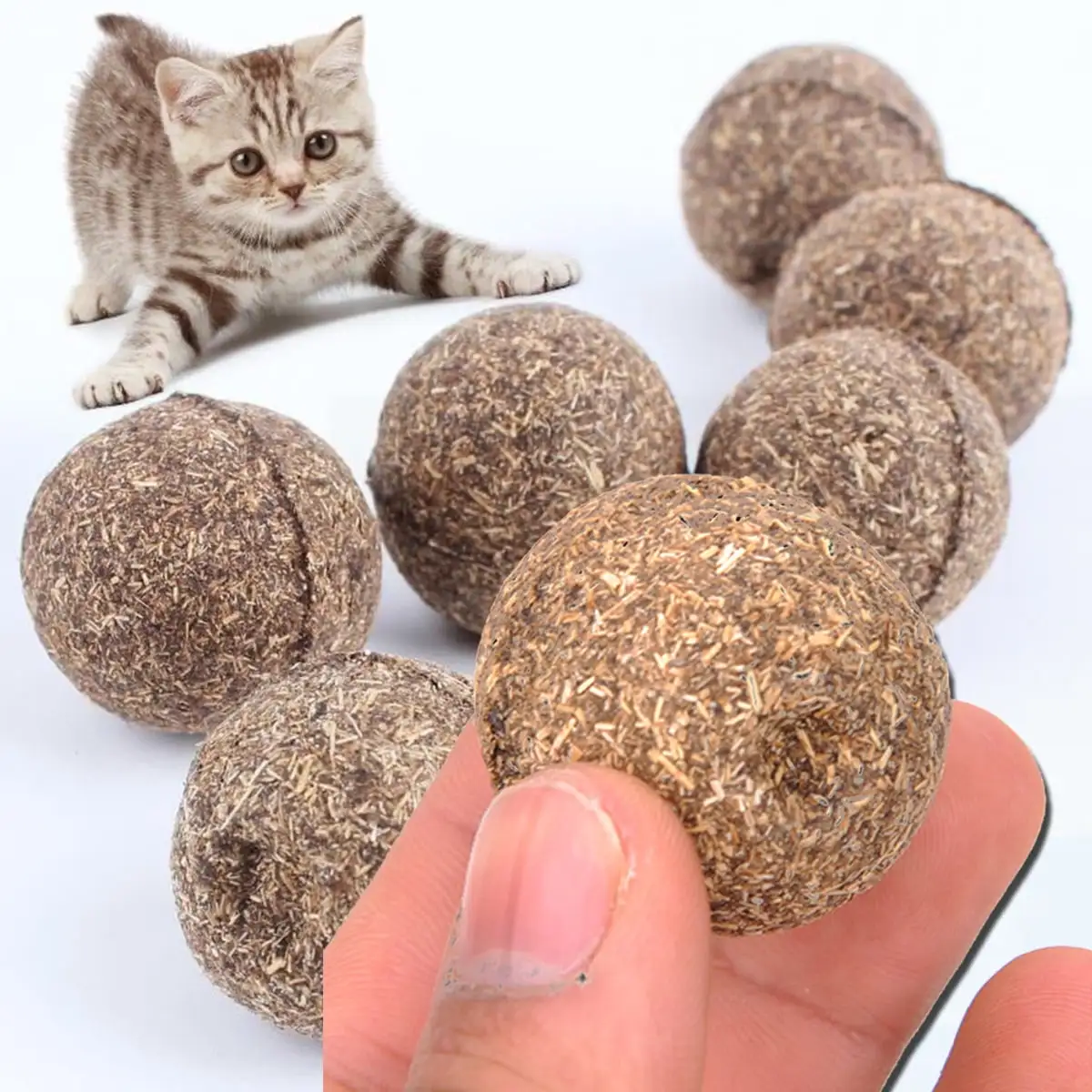 6Pcs Catnip Kiss Compressed Catnip Ball Toys for Cats & Kittens. Natural. Pure & Potent. Fun & Engaging Play