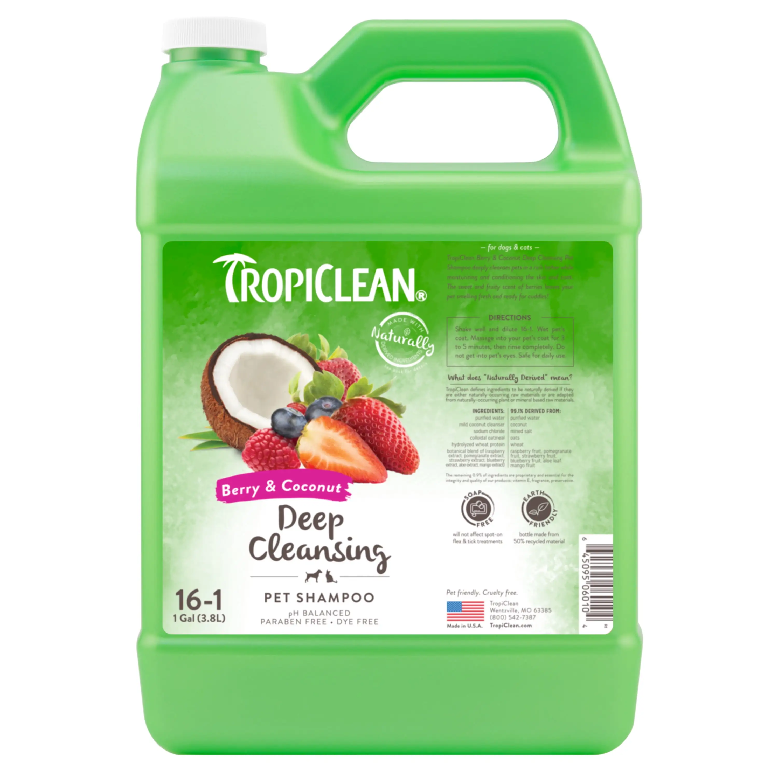 TropiClean Berry & Coconut Deep Cleansing Shampoo for Pets. 1 gal