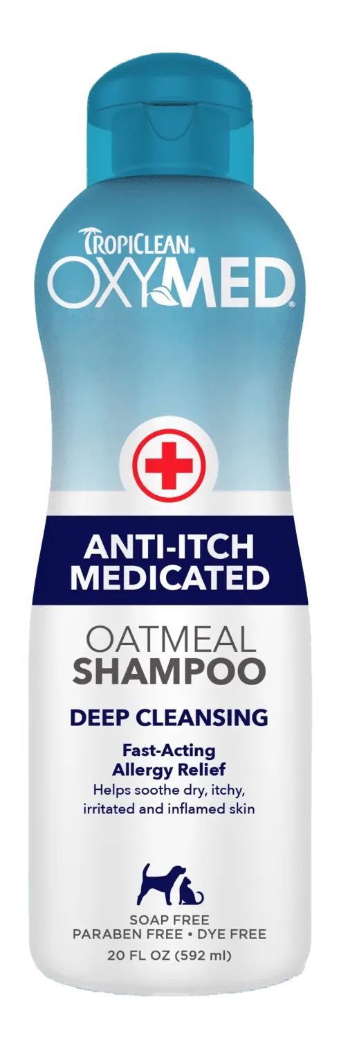 TropiClean OxyMed Medicated Anti Itch Shampoo for Pets. 20oz - Oatmeal Medicated Dog Shampoo