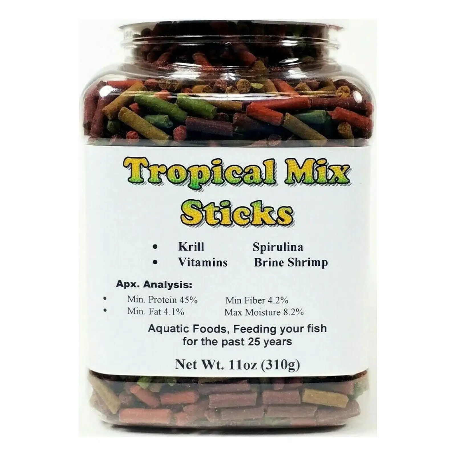 Tropical Mix Sinking Sticks. Great for Discus. Cichlids. All Tropicalsa?|11oz Small Jar