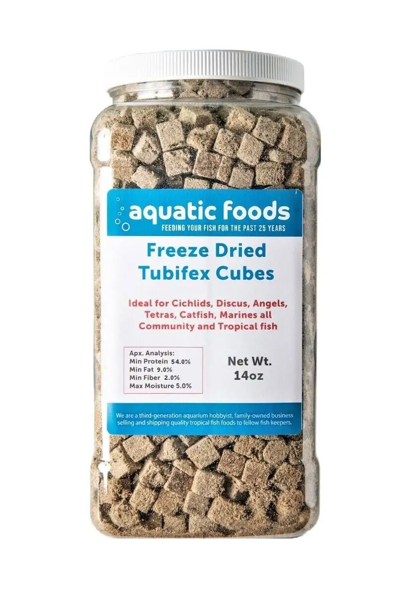 Tubifex Worms--Freeze Dried Floating Tubifex Worm Cubes for All Tropical Fish. Marine Fish. Discus. Cichlids. Koi & Pond Fish. Turtlesa?|14oz Lg Jar