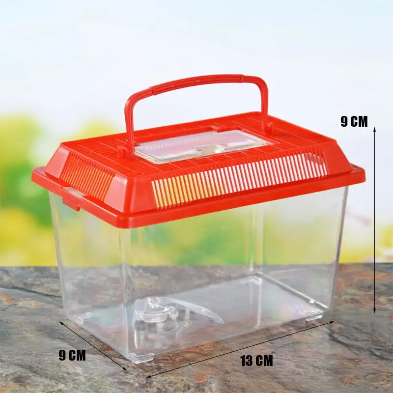 (Type P1) Portable Handheld Plastic Fish Tank Transparent Cutout Design For Turtle PetFish