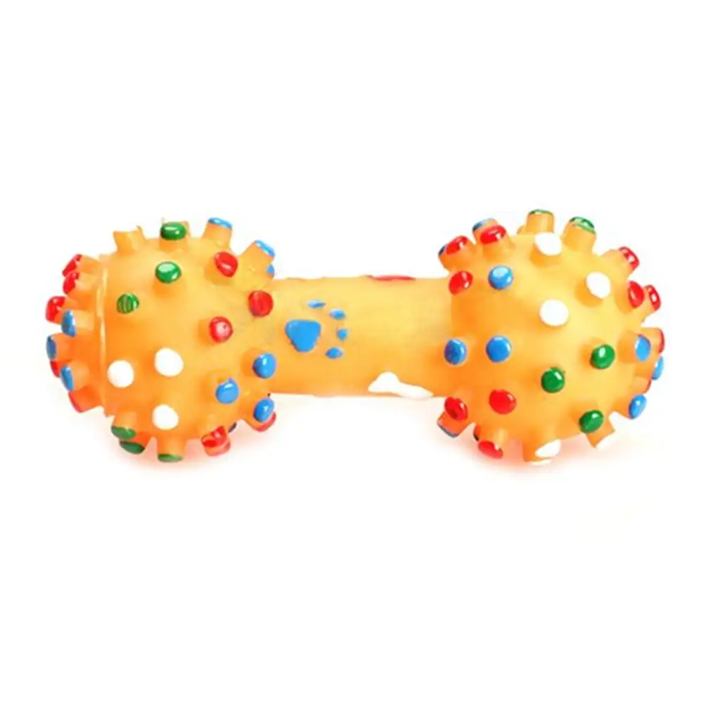 UDIYO Pet Chew Toy Soft Small Rubber Bone Squeaky Toy Colorful Dot for Puppy Dog Cat