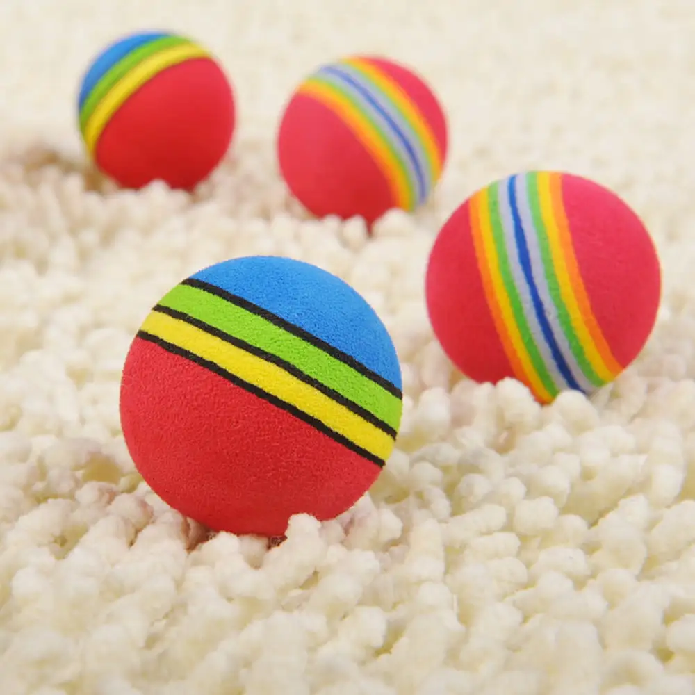 UIX 10pcs Rainbow Foam Fetch Ball Training Interactive Dog Toy Rainbow Play Balls Fo