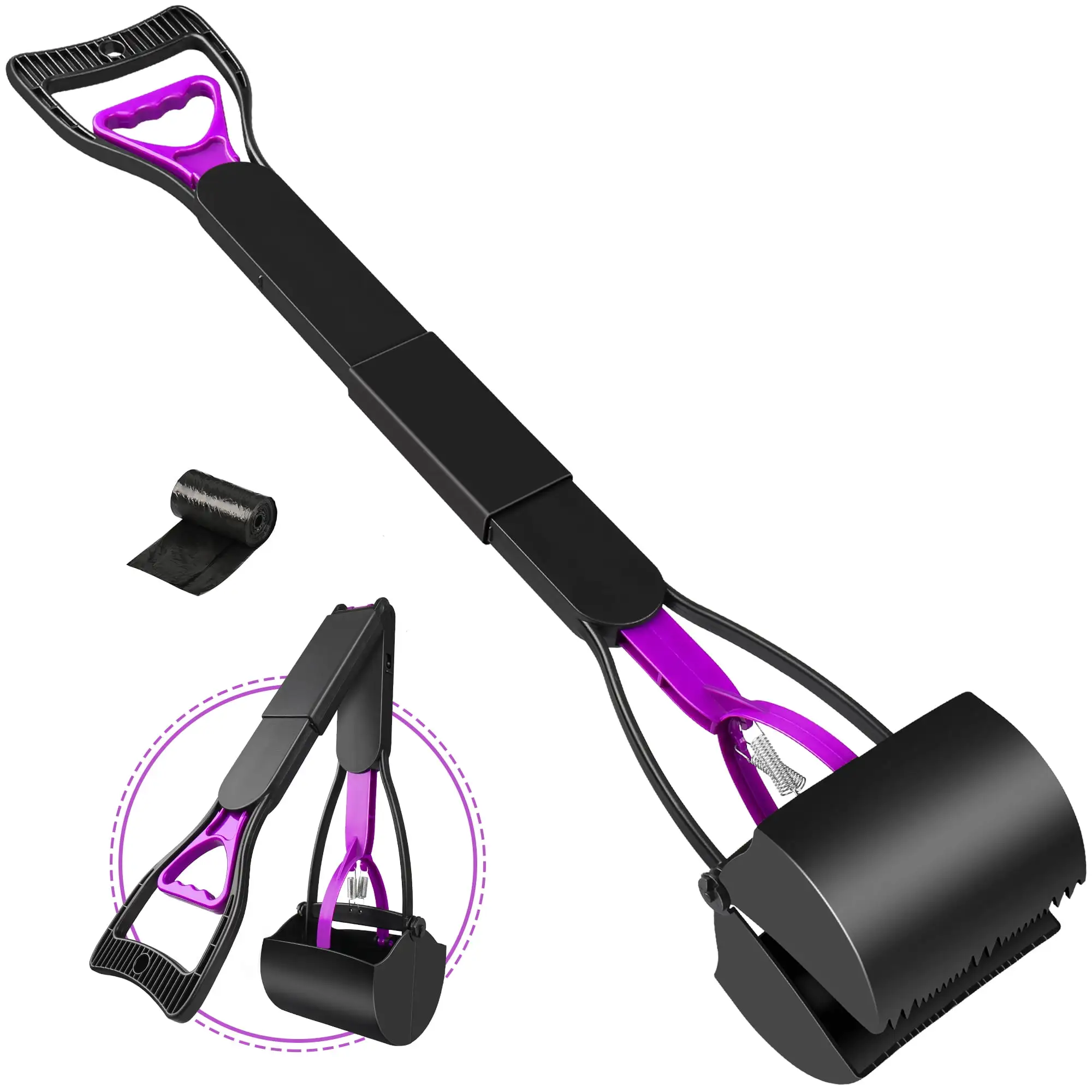 UPSKY 32'' Pooper Scooper for Large Medium Small Dogs. Long Handle Dog Poop Scooper with Waste Bags Purple