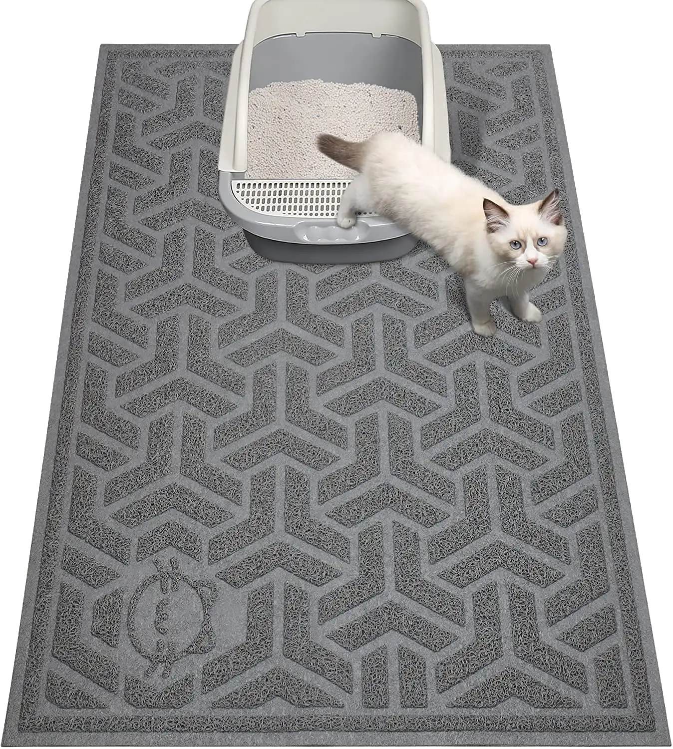 UPSKY Cat Litter Mat Large 35 x 23 Non-Slip Cat Litter Trapping Mat Multi-Use Waterproof Gray