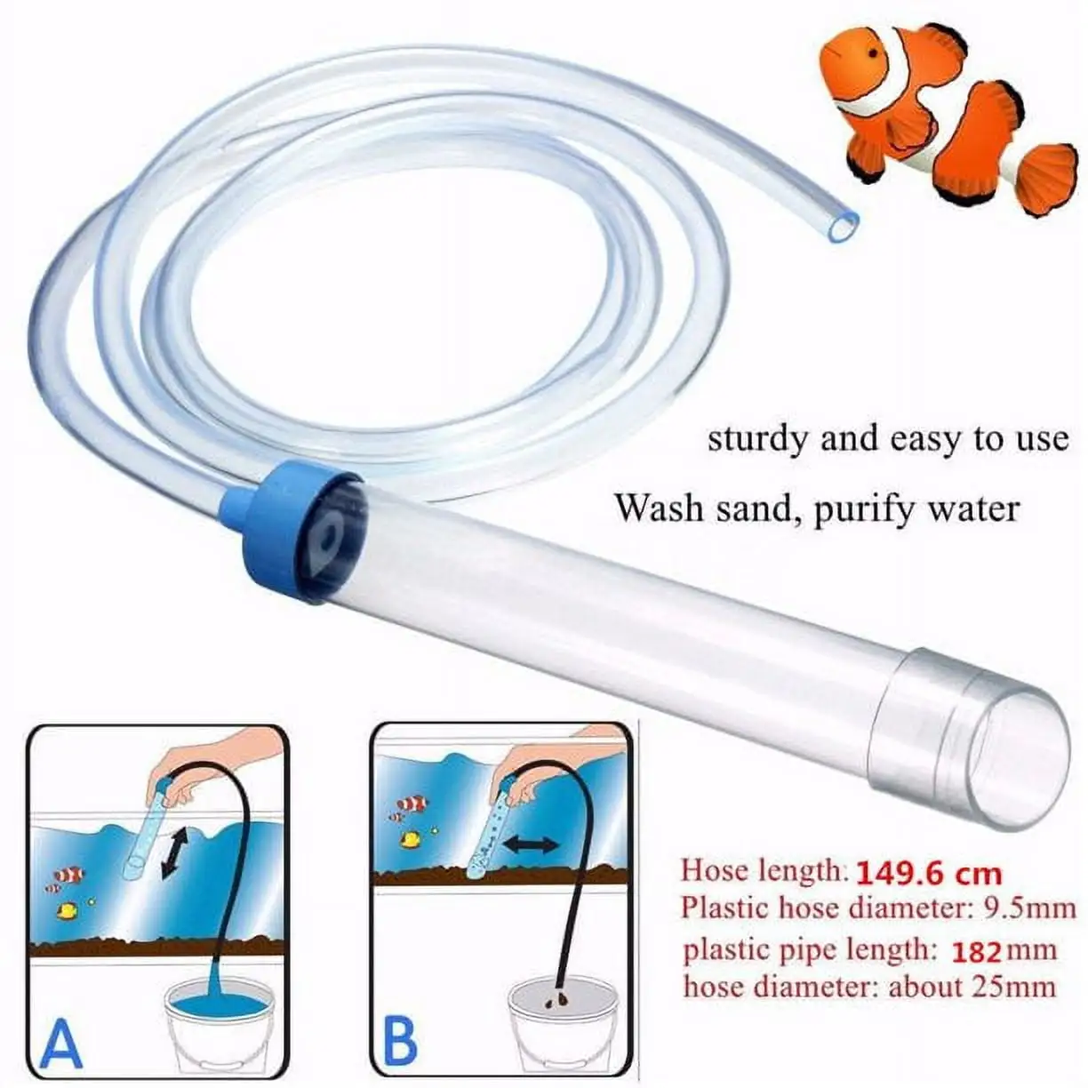 USA Siphon Vacuum Pump Gravel Cleaner Aquarium Fish Tank Water Filter Syphon Hose