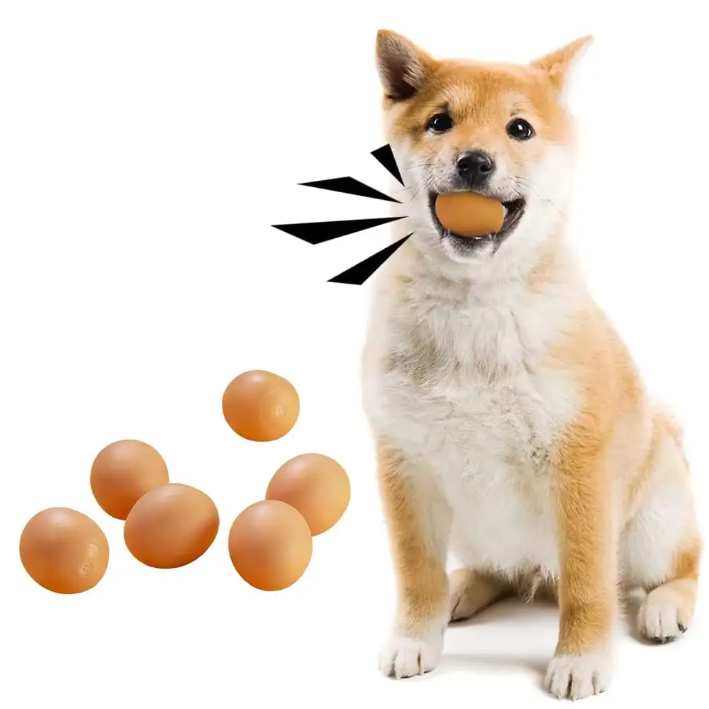 Ugerlov Dog Egg Toy. 6pcs Soft Rubber Dog Ball Toy Interactive Puppy Squeaky Toys for Small Dogs Fetch Play Soft Rubber Fake Egg Bouncy Balls Durable Natural Rubber Dog Chew Toys