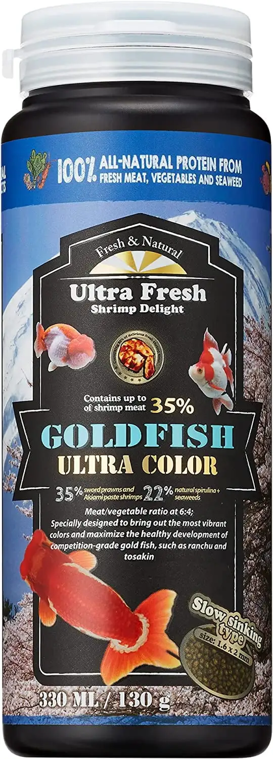 Ultra Fresh Sinking Goldfish Food. Color Enhancing. Balanced Diet. All Natural Ingredients. Clear Water Formula. Slow Sinking Gold Fish Pellets. Goldfish Ultra Color (4.6 oz)