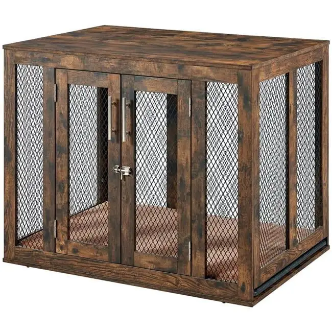 UniPaws UH5148 Large Pet Crate with Tray - Rustic