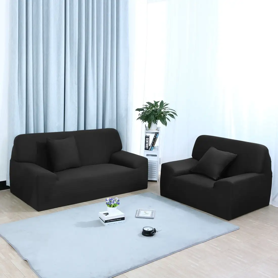 Unique Bargains 1-Piece Modern Stretch Sofa Slipcover. Black