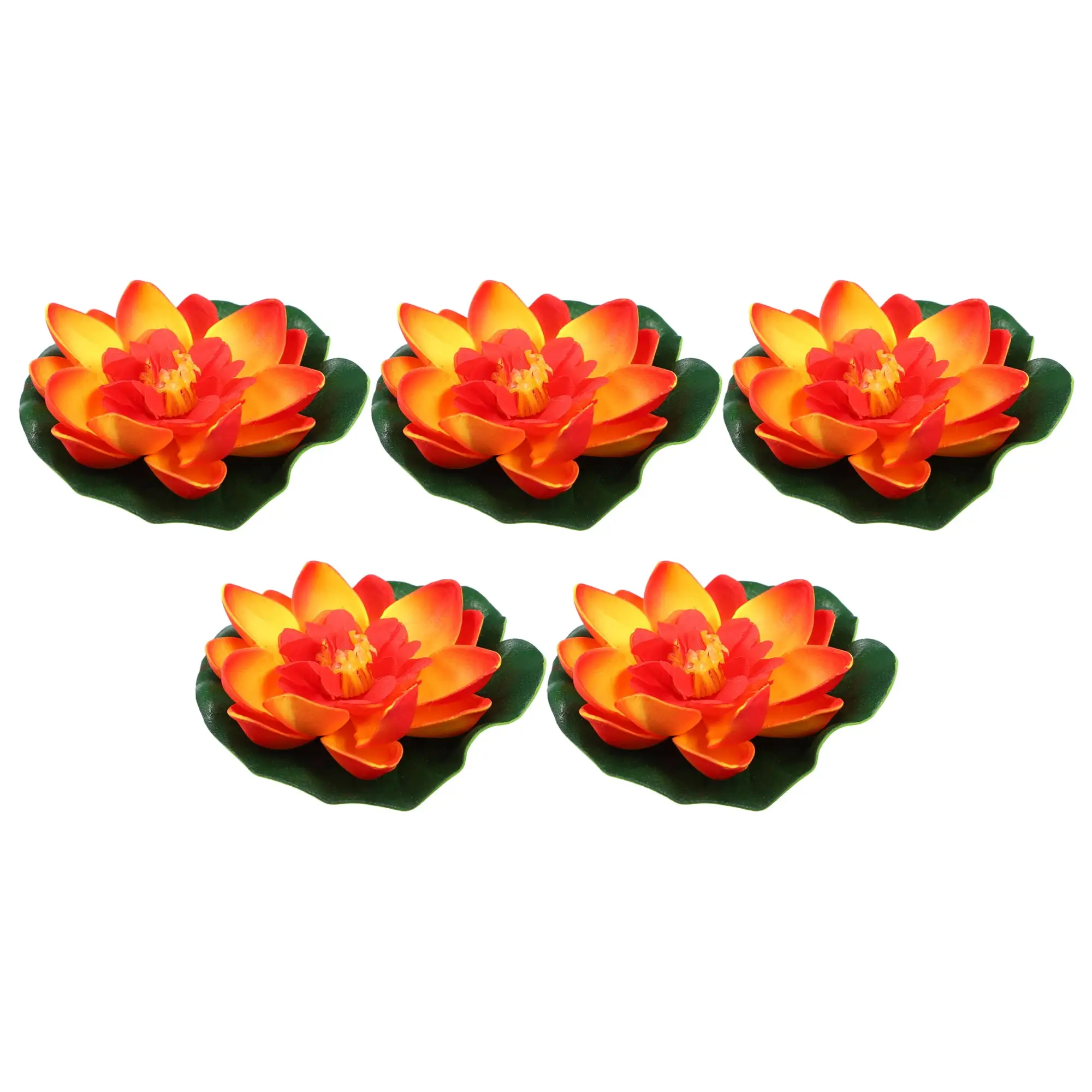 Unique Bargains 5pcs Garden Ponds Pool Decoration Artificial Lotus Flower Orange