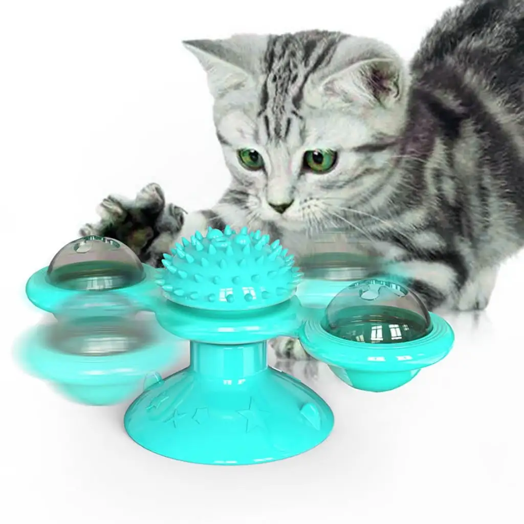 Up to 30% off Windmill Cat Toy Turntable Teasing Pet Toy Scratching Tickle Cats Hair Brush