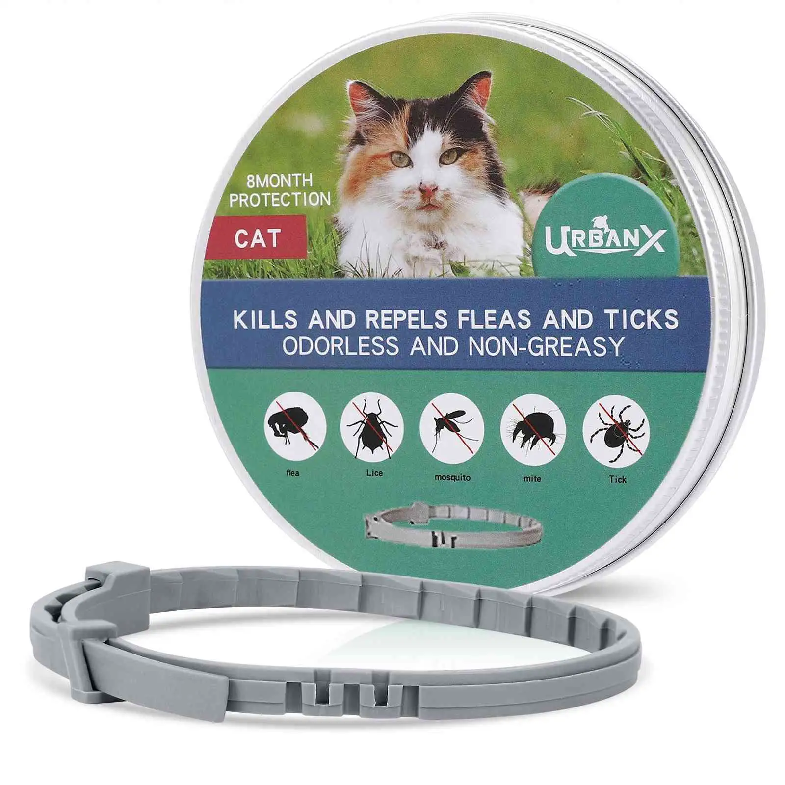 UrbanX Advanced Natural Ingredients- Adjustable Collar for Ojos Azules (extinct) Cats - Rapid-Action. Long-Lasting Protection. Vet-Recommended -1 Pack