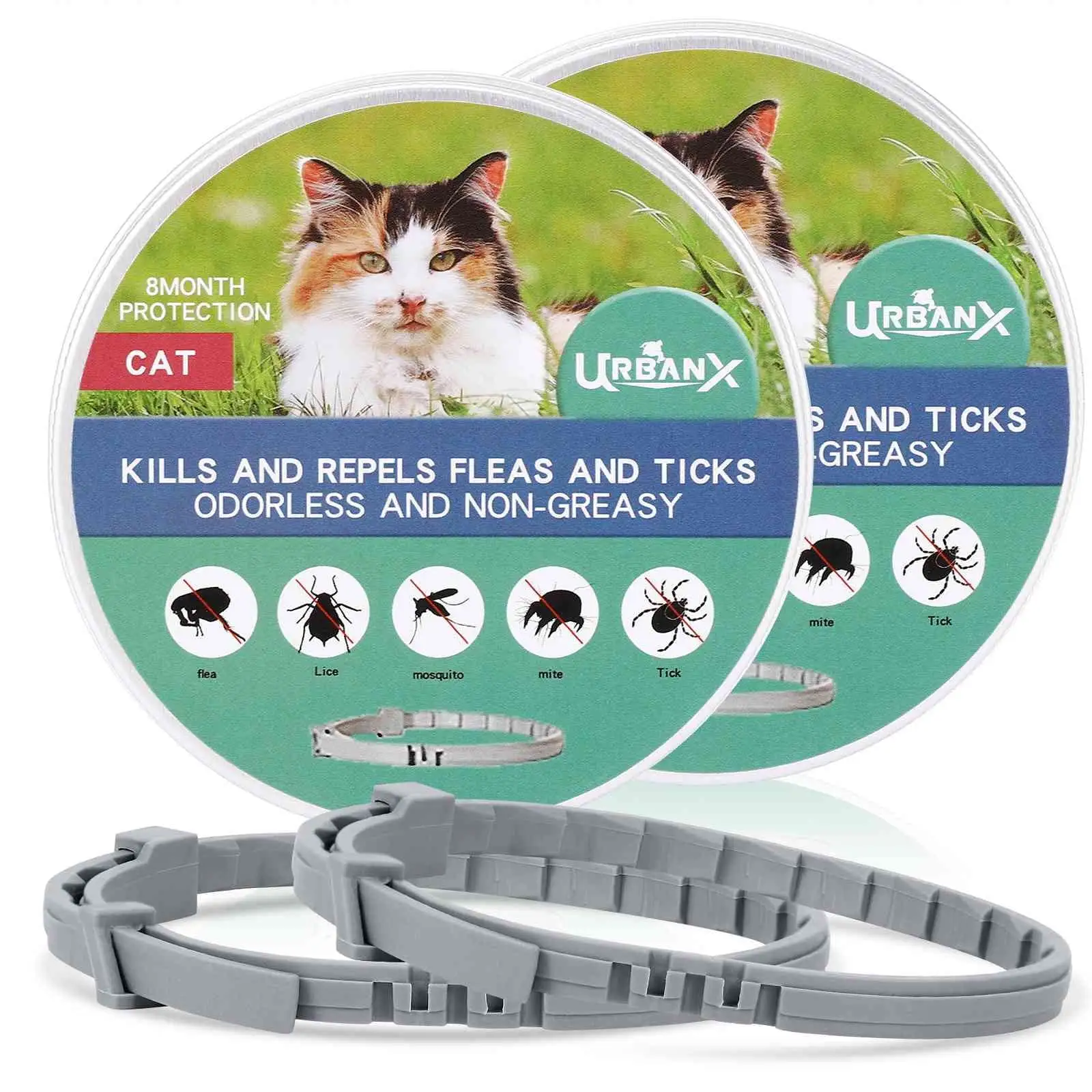 UrbanX Advanced Natural Ingredients- Adjustable Collar for Cats - Rapid-Action. Long-Lasting Protection. Vet-Recommended -2 Pack