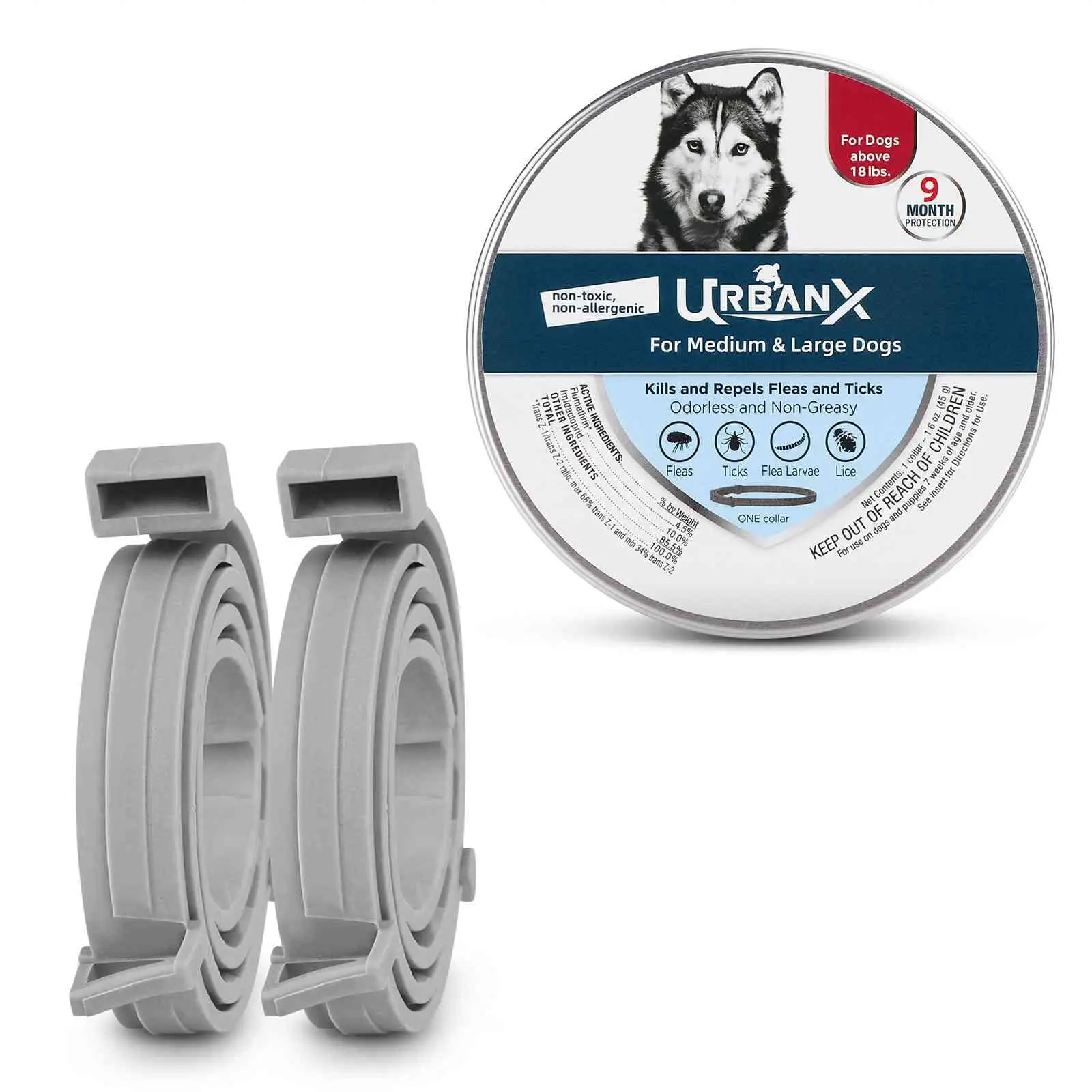 UrbanX Odorless Collar for Australian Retriever and Other Medium Mixed Breed Dogs Prevention. Control. and Treatment of s. Waterproof. Adjustable 2 Pack