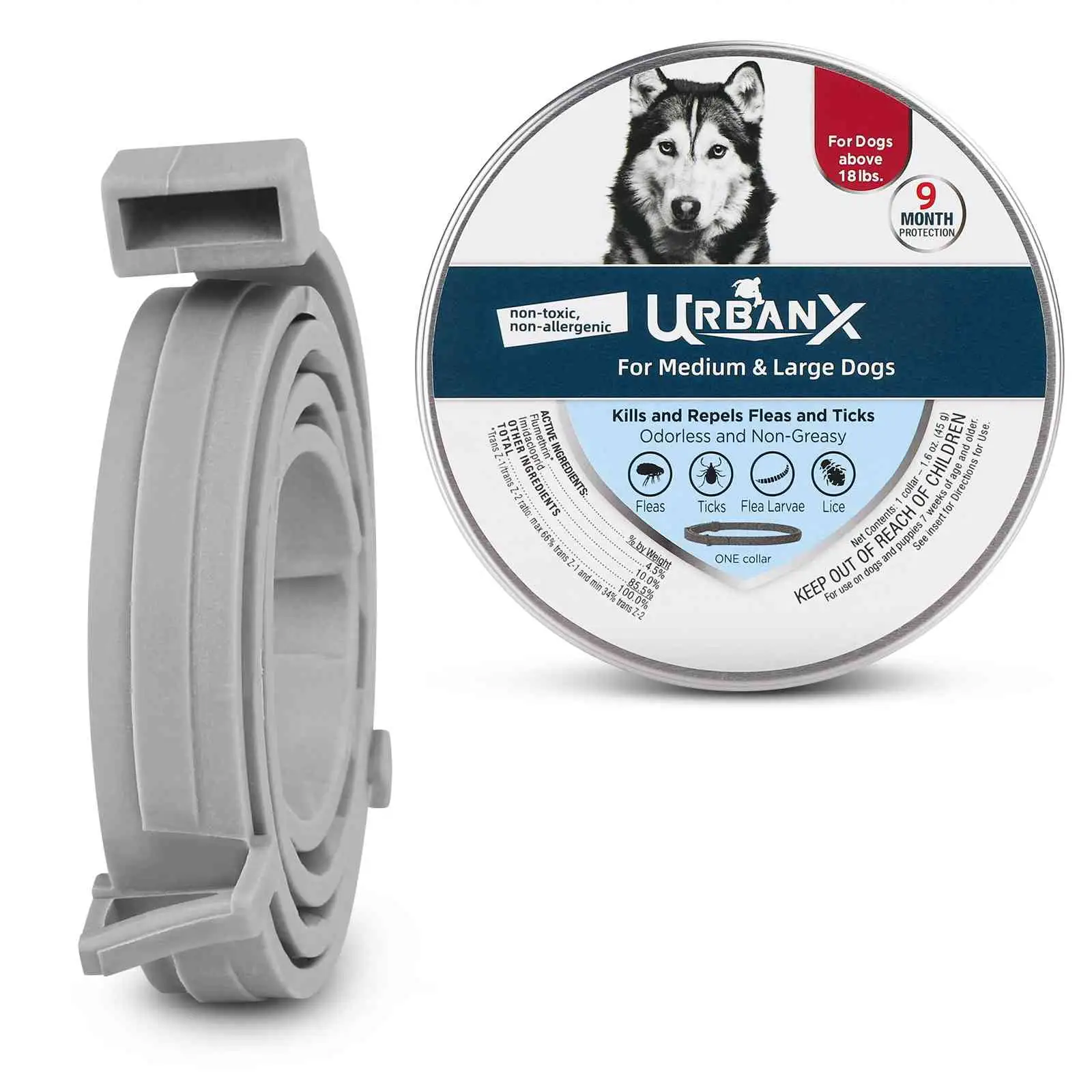 UrbanX Odorless Collar for Standard Schnauzer and Other Medium Working Dogs Prevention. Control. and Treatment of s. Waterproof. Adjustable 1 Pack