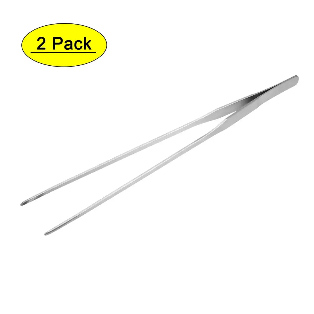 Uxcell 10.6'' Aquarium Straight Tweezers Fish Tank Aquatic Plants Clip Stainless Steel Silver Tone 2Pcs