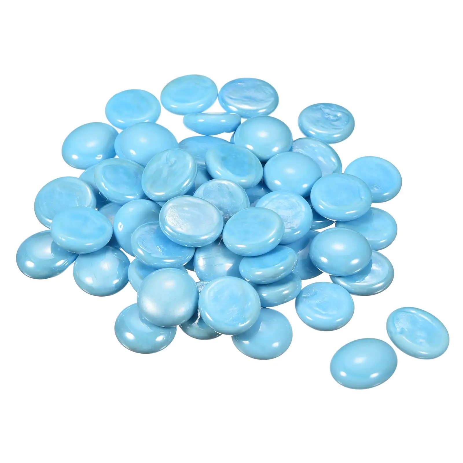 Uxcell Decorative Flat Ceramic Marbles 17-19mm Rock Vase Filler Sky Blue for Fish Tank Table Scatter Decor. 50 Pcs