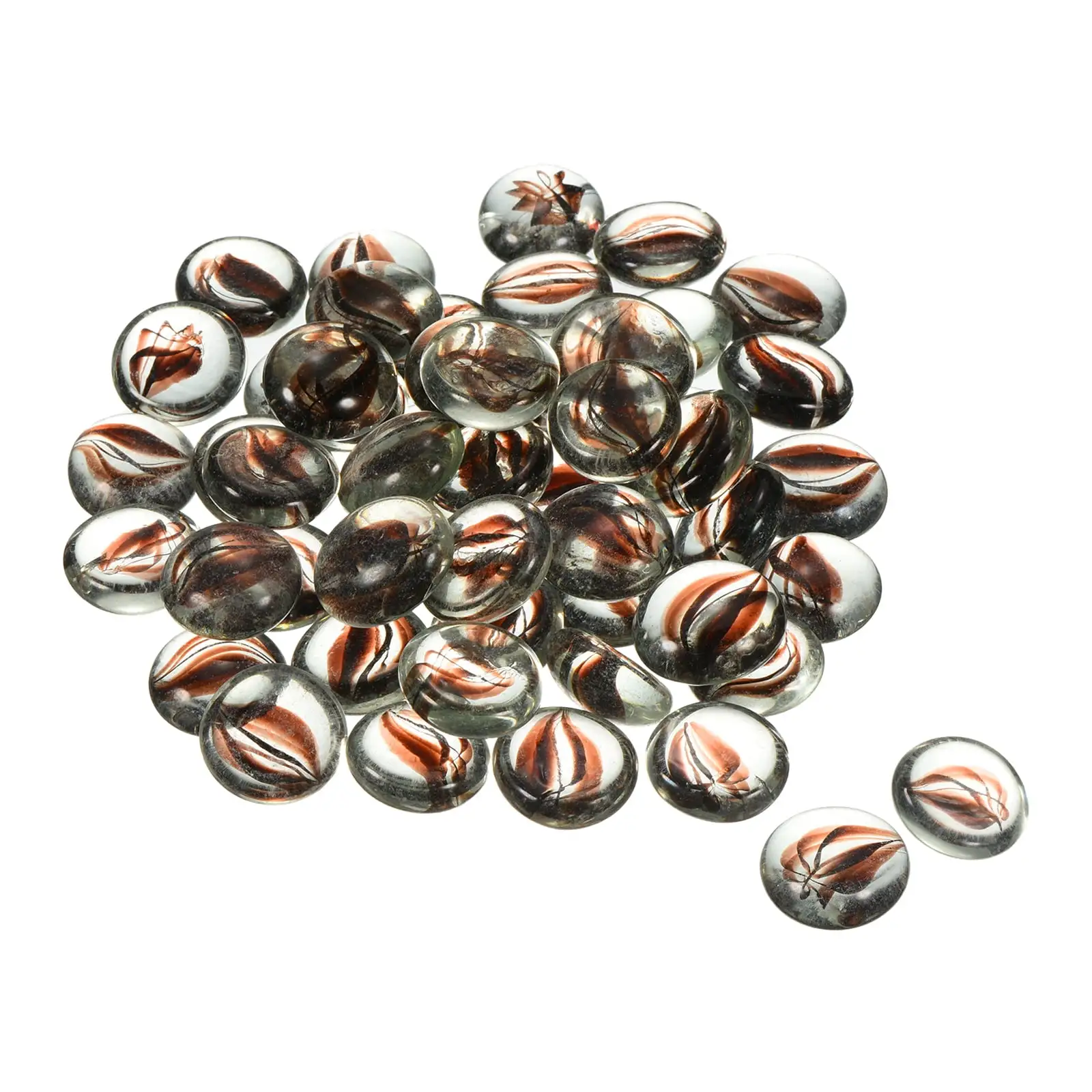 Uxcell Decorative Flat Glass Marbles 17-19mm Rock Vase Filler Petal Brown for Fish Tank Table Scatter Decor. 100 Pcs