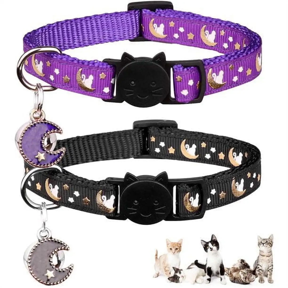 VATENIC 2 Separate Cat Collars. Adjustable Kitten Collars. Glow In The Dark