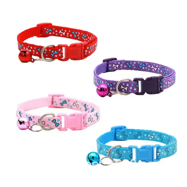 VATENIC 4 Pieces Adjustable Cat Collar Kitten Collars with Bell Ribbon