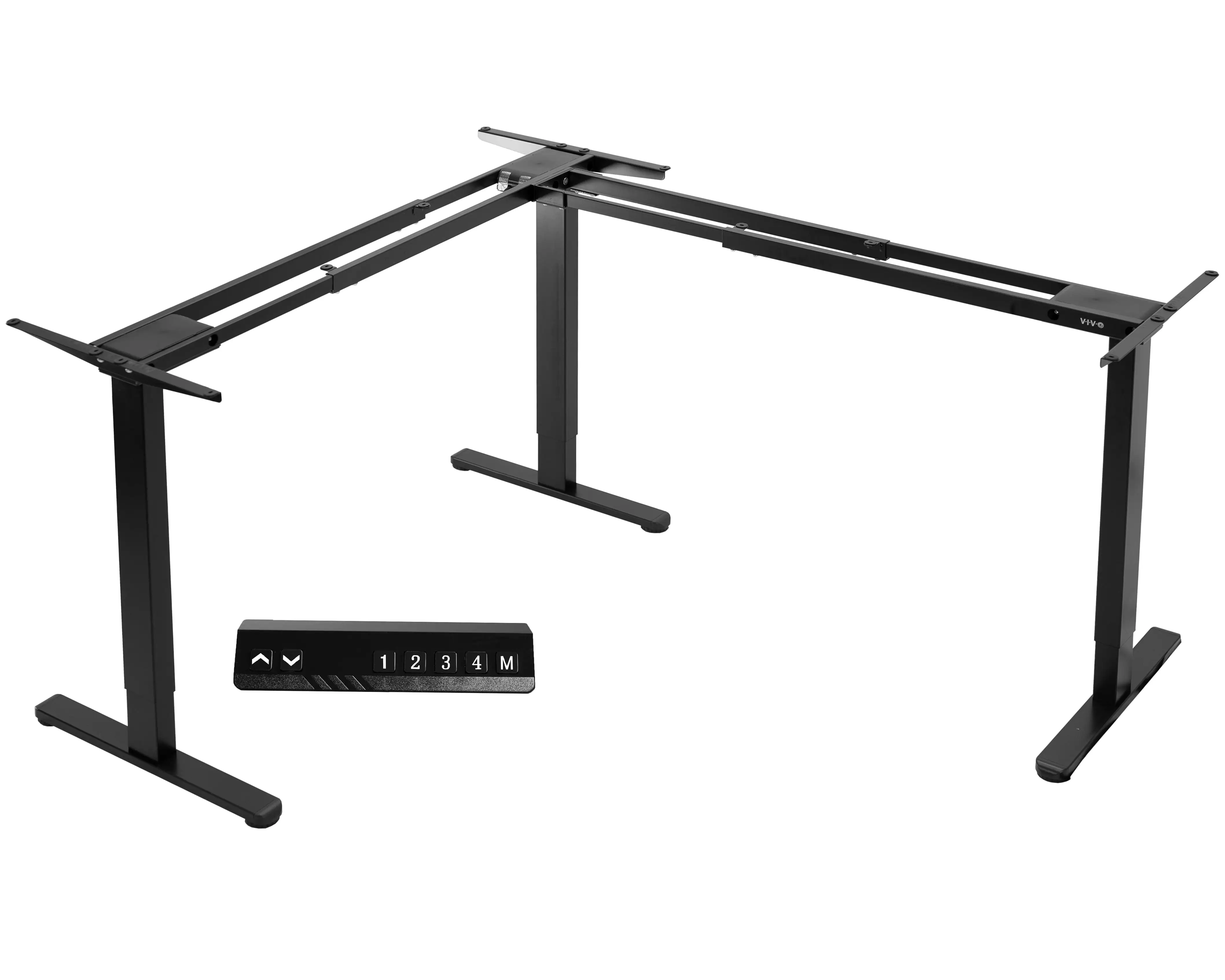 VIVO Black Electric Motor Height Adjustable Corner 3 Leg Standing Desk Frame