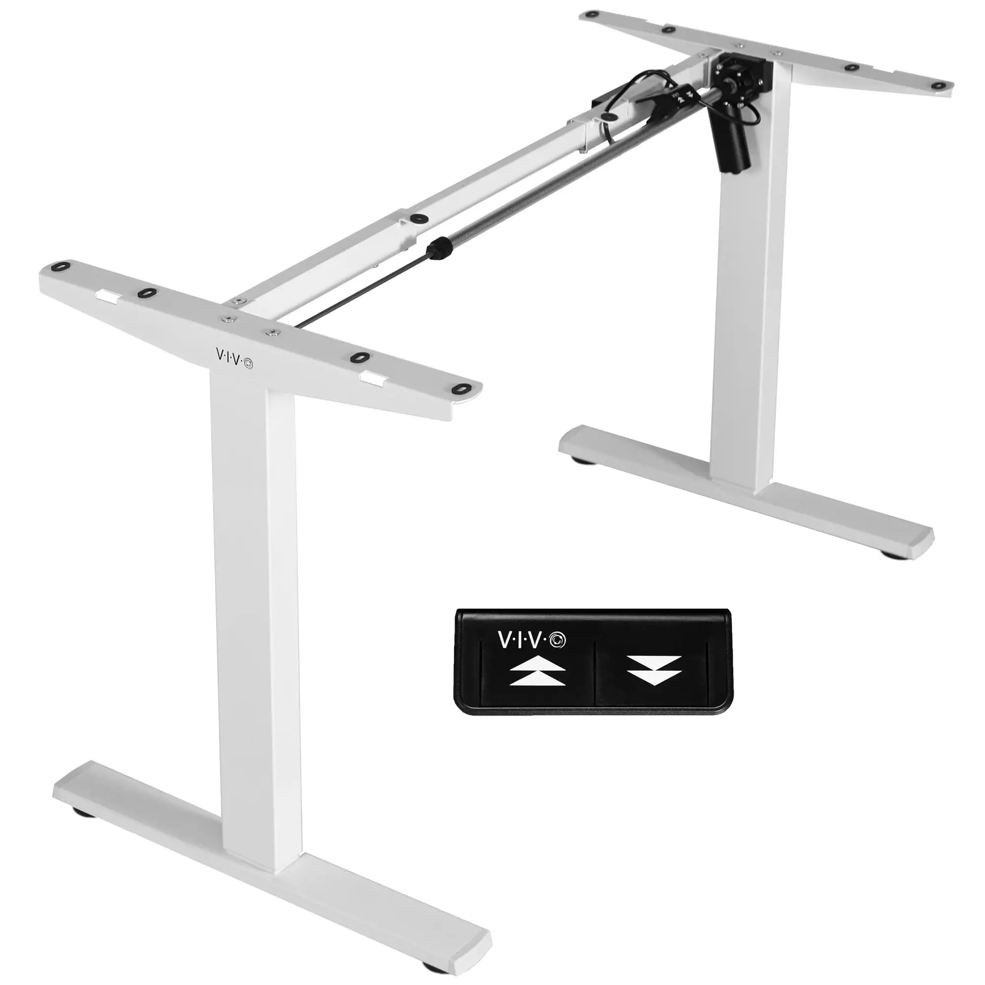 VIVO White Electric Stand Up Desk Frame. Single Motor Standing Adjustable Base