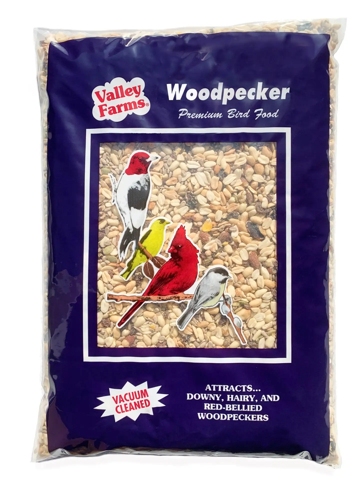 Valley Farms Woodpecker Mix Wild Bird Food with Sunflower Hearts (4LBS)