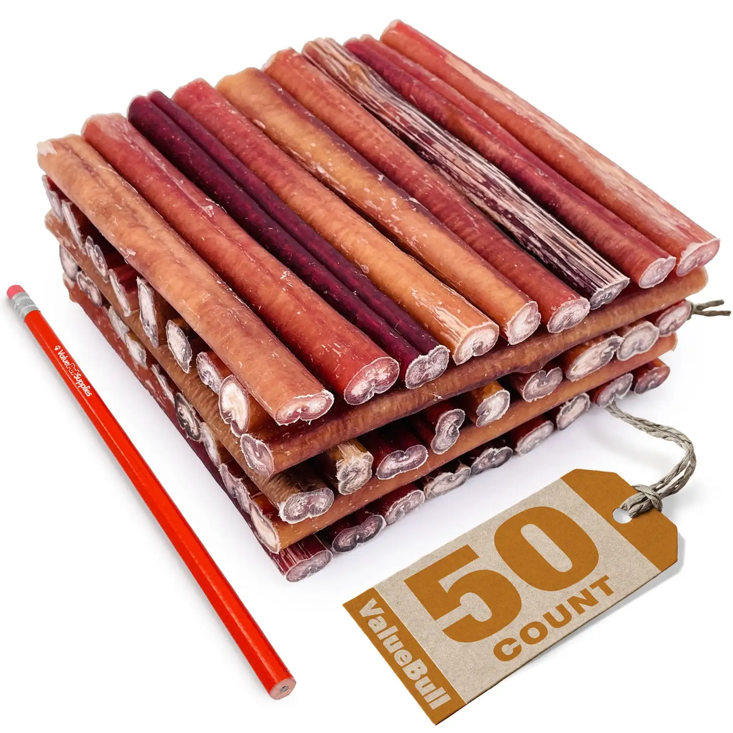 ValueBull Bully Sticks. Low Odor Premium Dog Chews. Thick 6. 50 ct