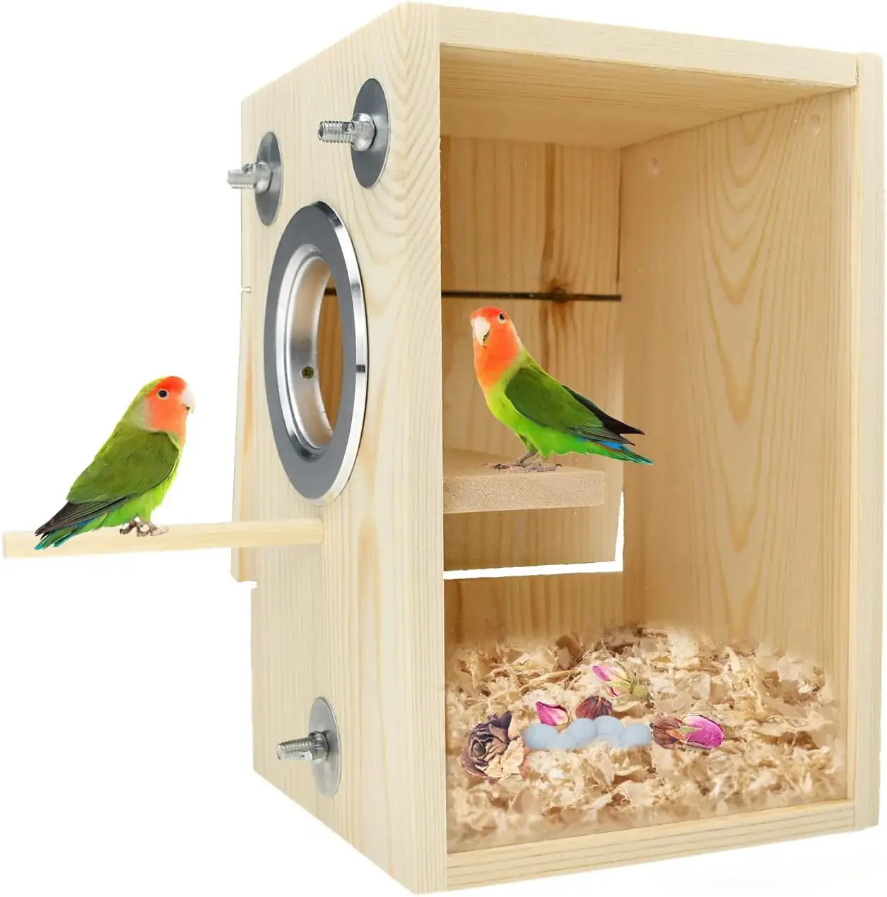 Vehomy Bird Nest Box Parakeet Breeding Nest Box Bird Nest House Wooden Acrylic Transparent Breeding Box for Finch Lovebirds Cockatiel Budgie Conure Parrot