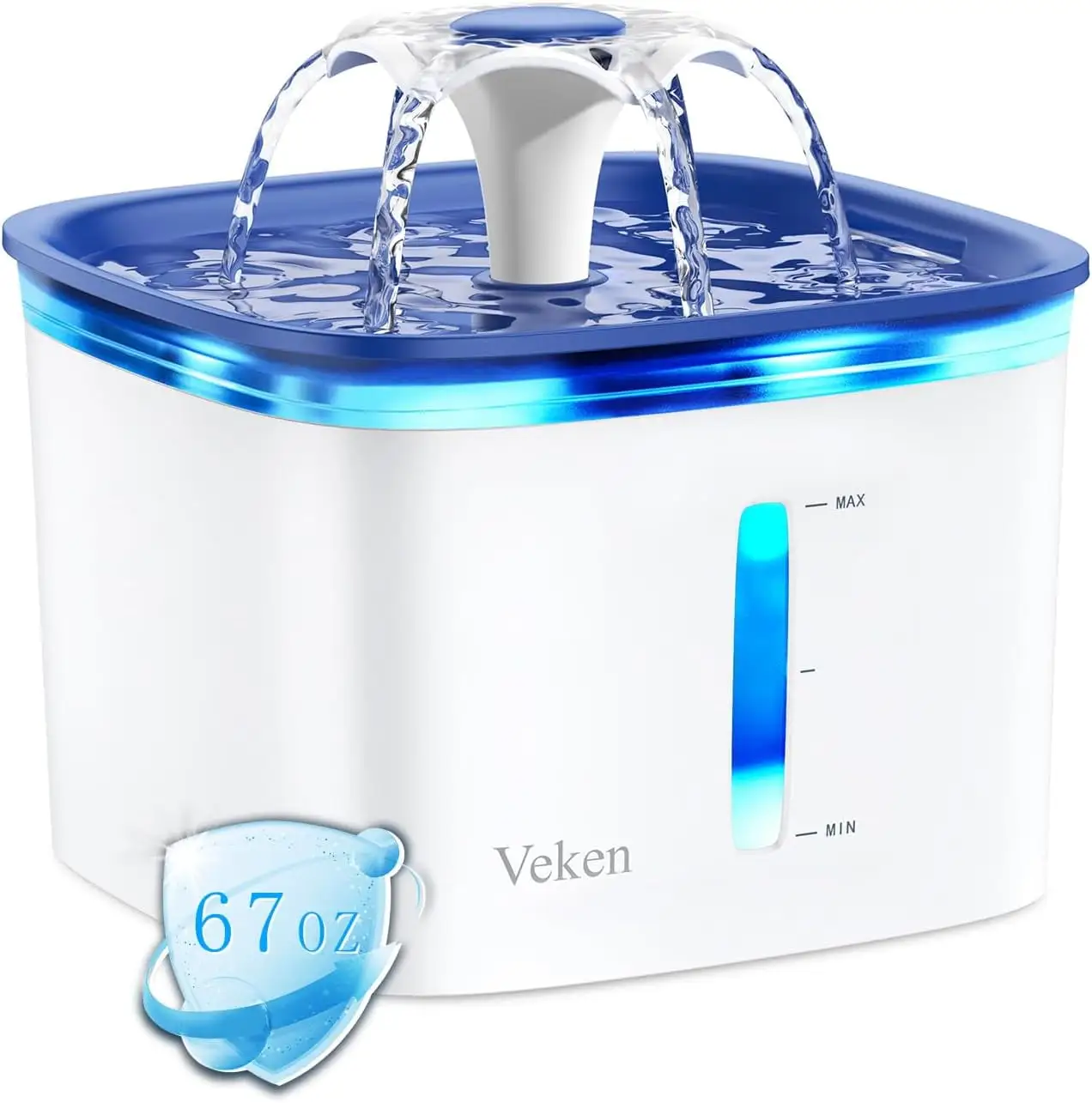 Veken 67oz/2L Pet Fountain. Automatic Cat Water Fountain Dog Water Dispenser with Replacement Filters for Cats. Dogs. Multiple Pets (Vivid Blue. Plastic)