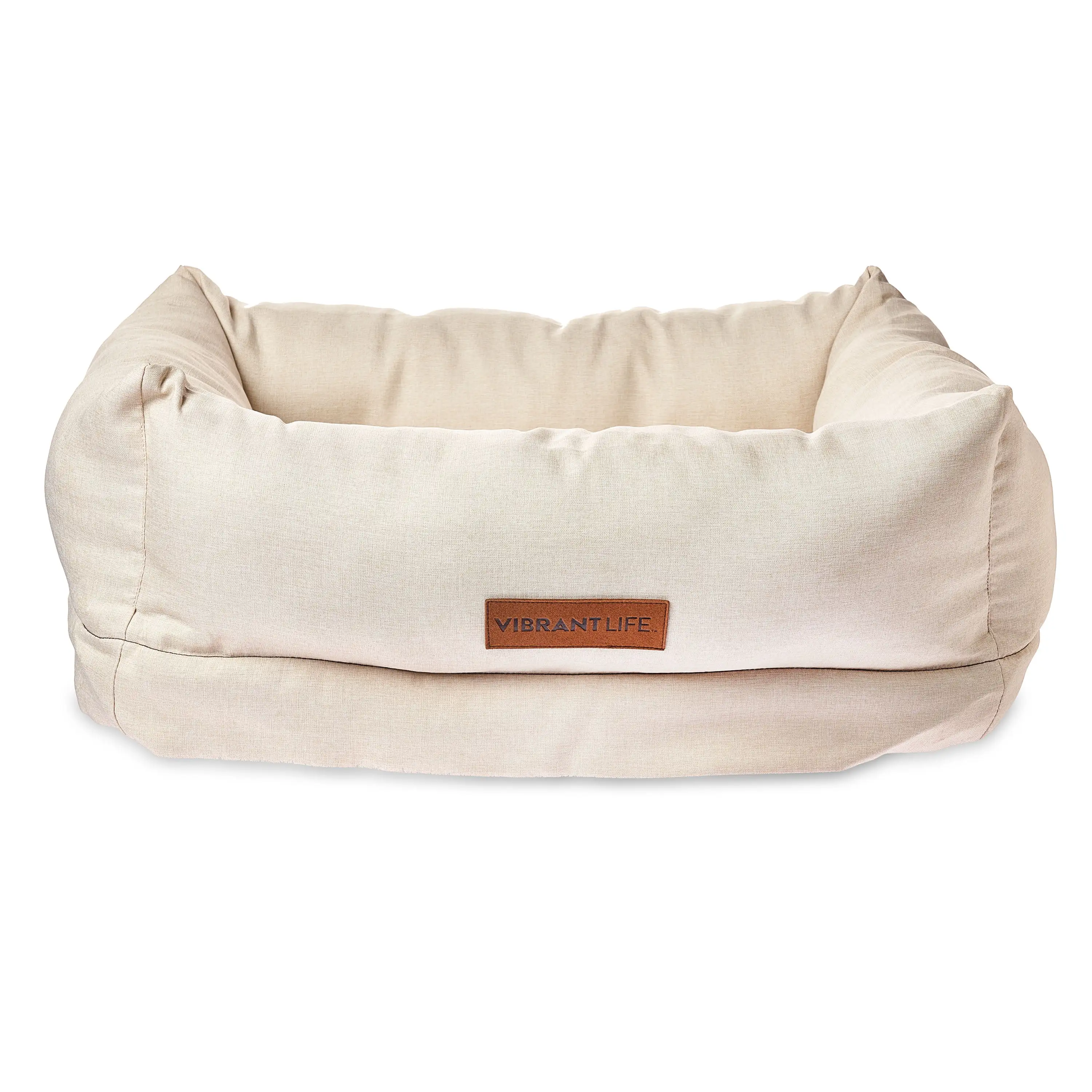 Vibrant Life Deluxe Orthopedic Pet Bed. Beige. Small Dog Bed. 18 inches x 24 inches. for Small Dogs