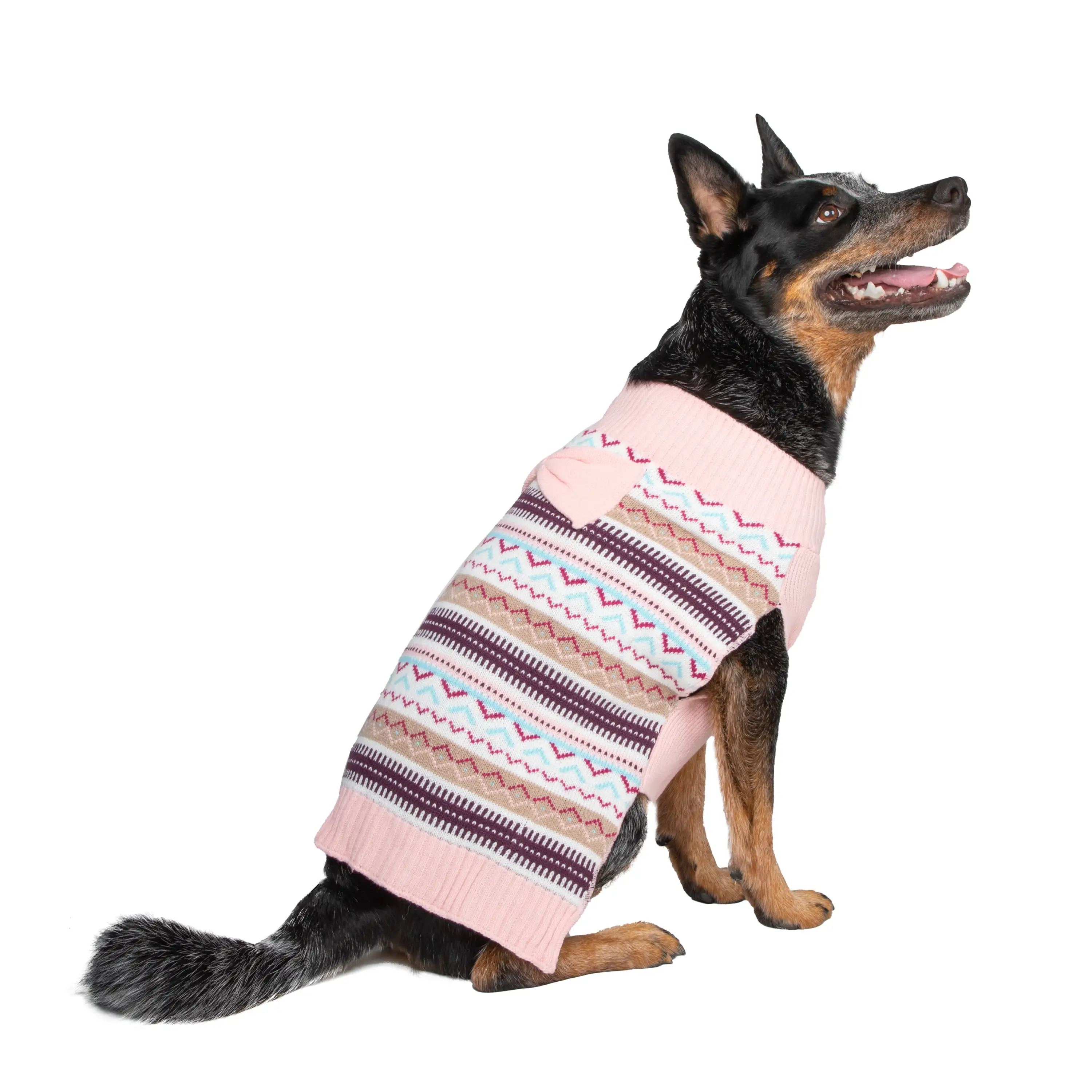 Vibrant Life. Dog Clothes. Fair Isle Pet Sweater. Pink. L