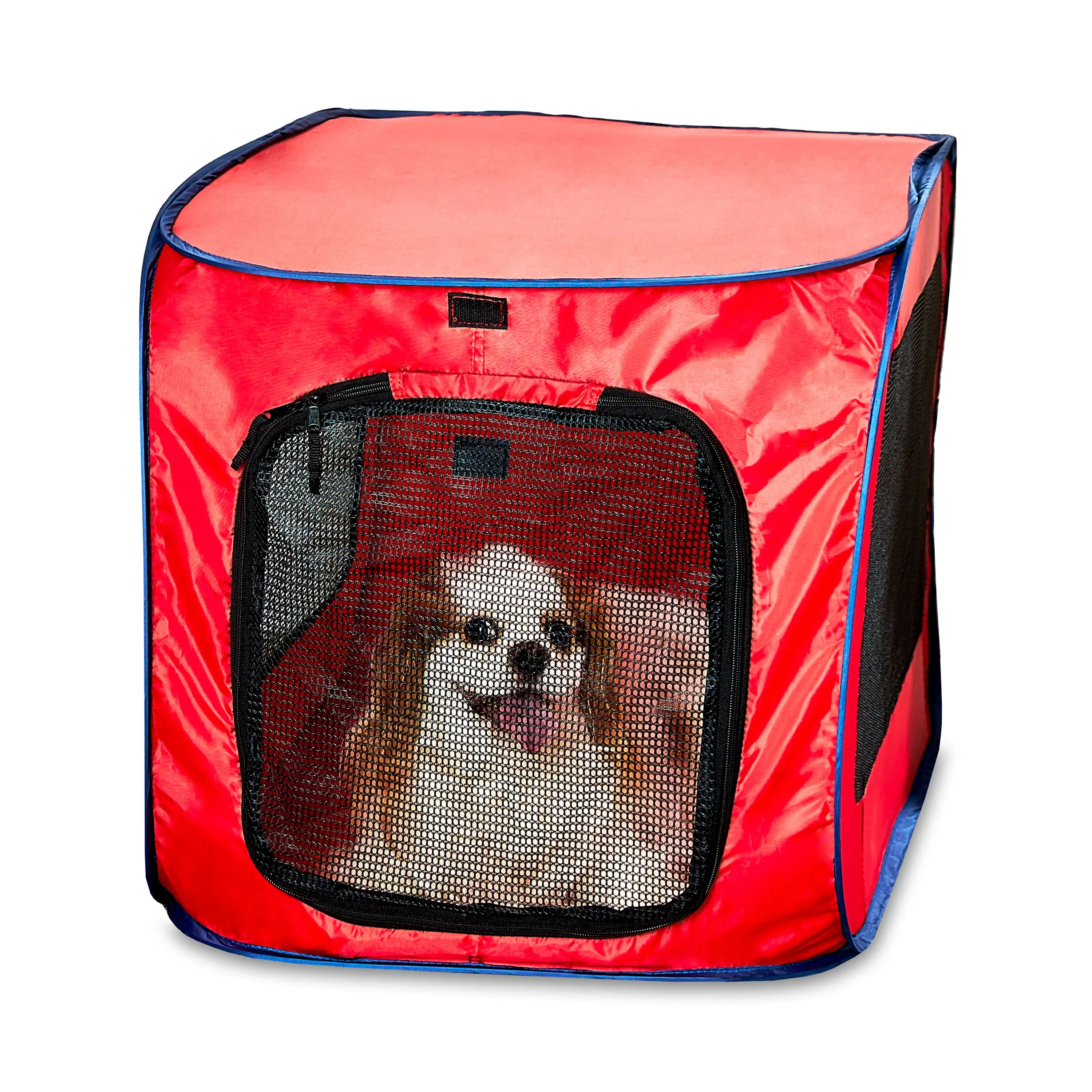 Vibrant Life. Dog Kennels. One Piece Soft-Sided 32 Pop-up Mesh Pet Kennel. Red. Medium