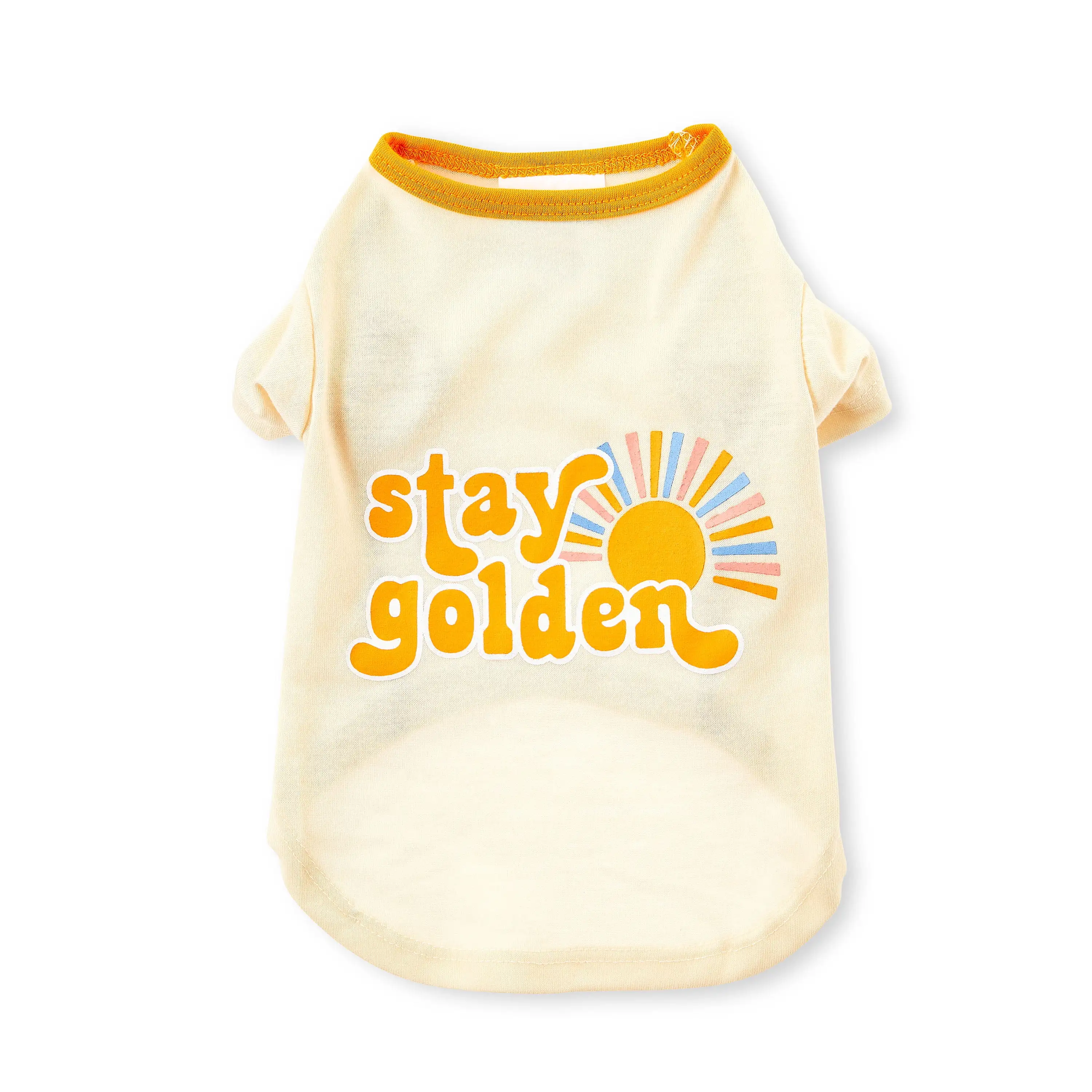 Vibrant Life. Dog and Cat Clothes. Stay Golden Pet T-Shirt. Tan. Extra Small