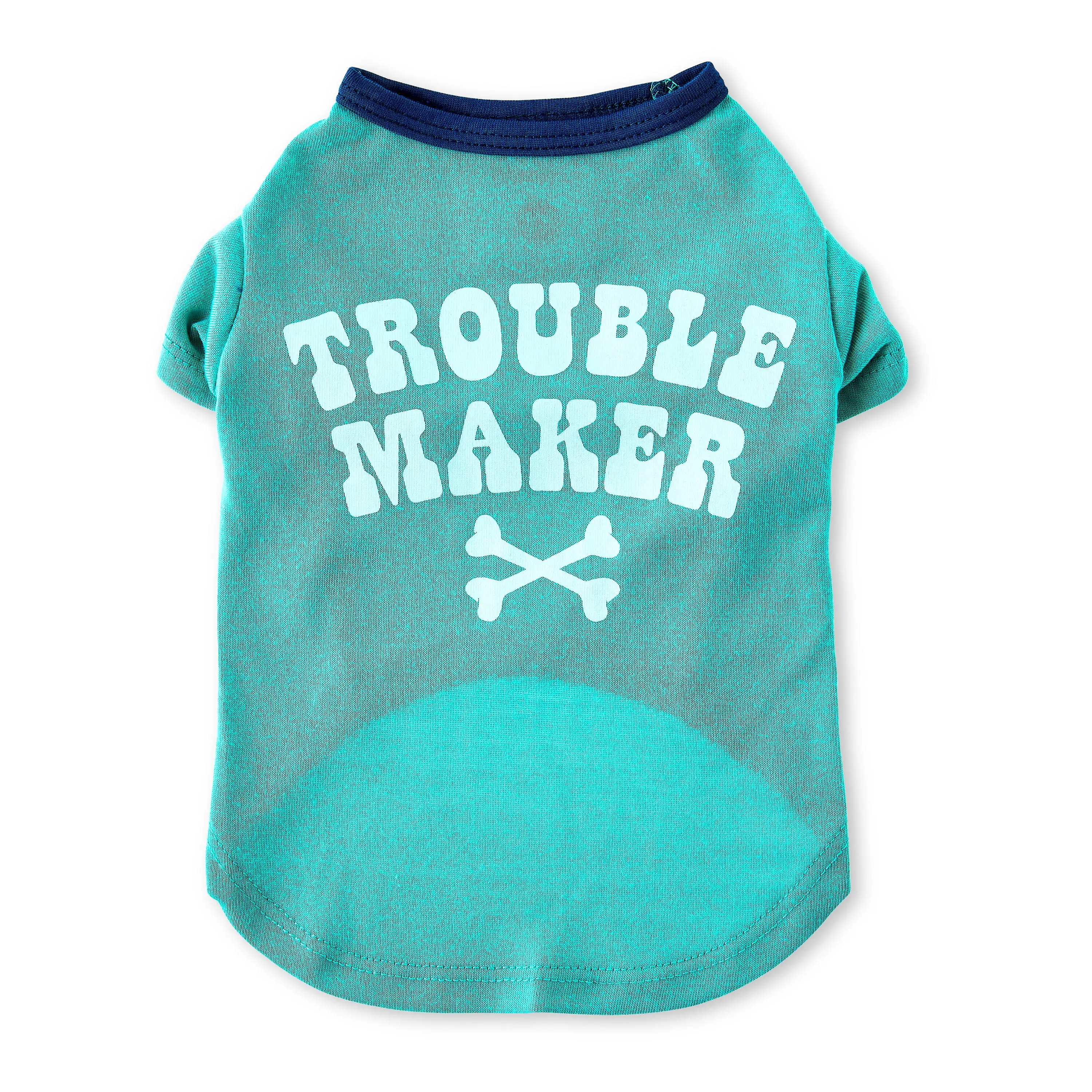 Vibrant Life. Dog and Cat Clothes. Trouble Maker Pet T-Shirt. Green. Extra Small