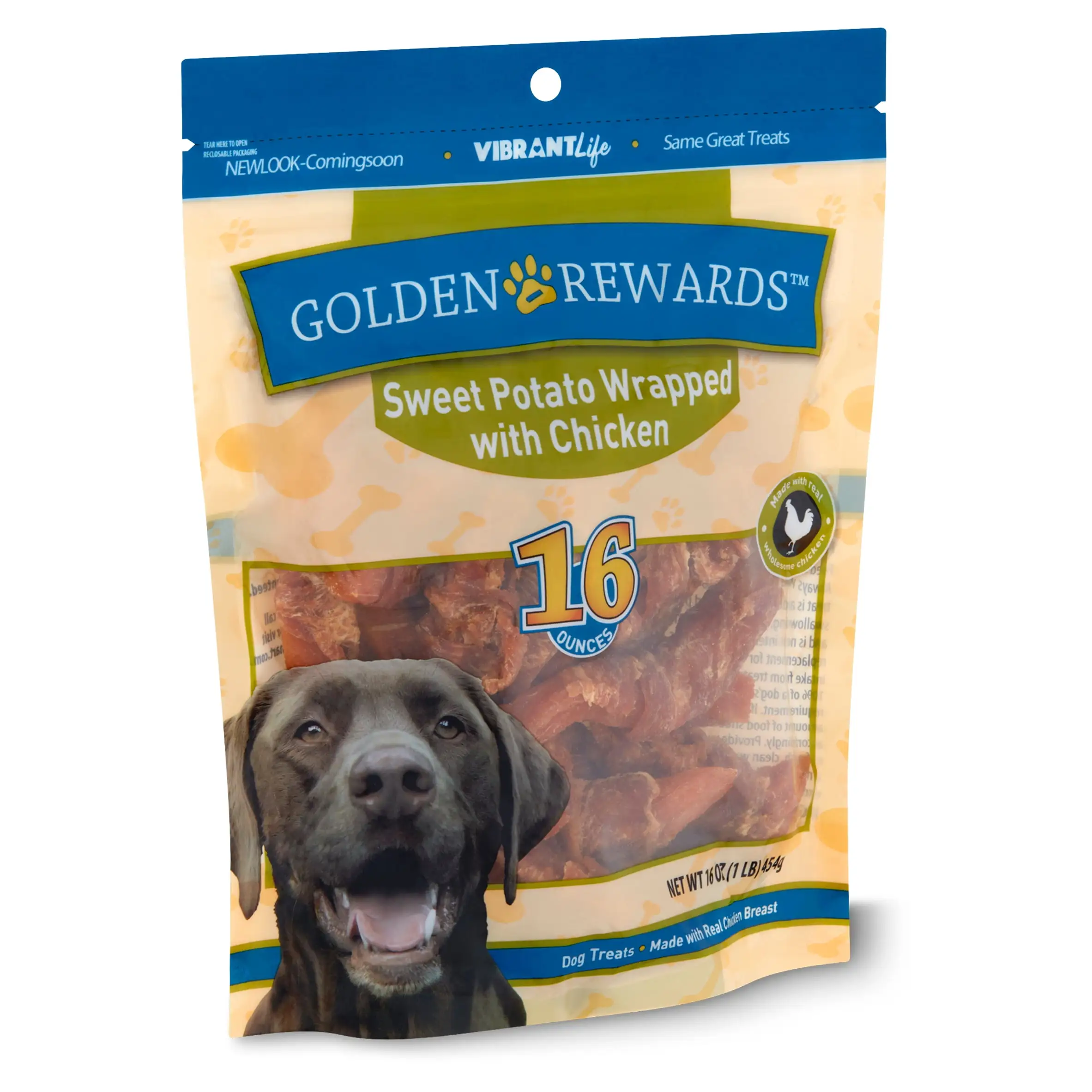 Vibrant Life Golden Rewards Sweet Potato Wrapped with Chicken Dog Treats. 16 oz