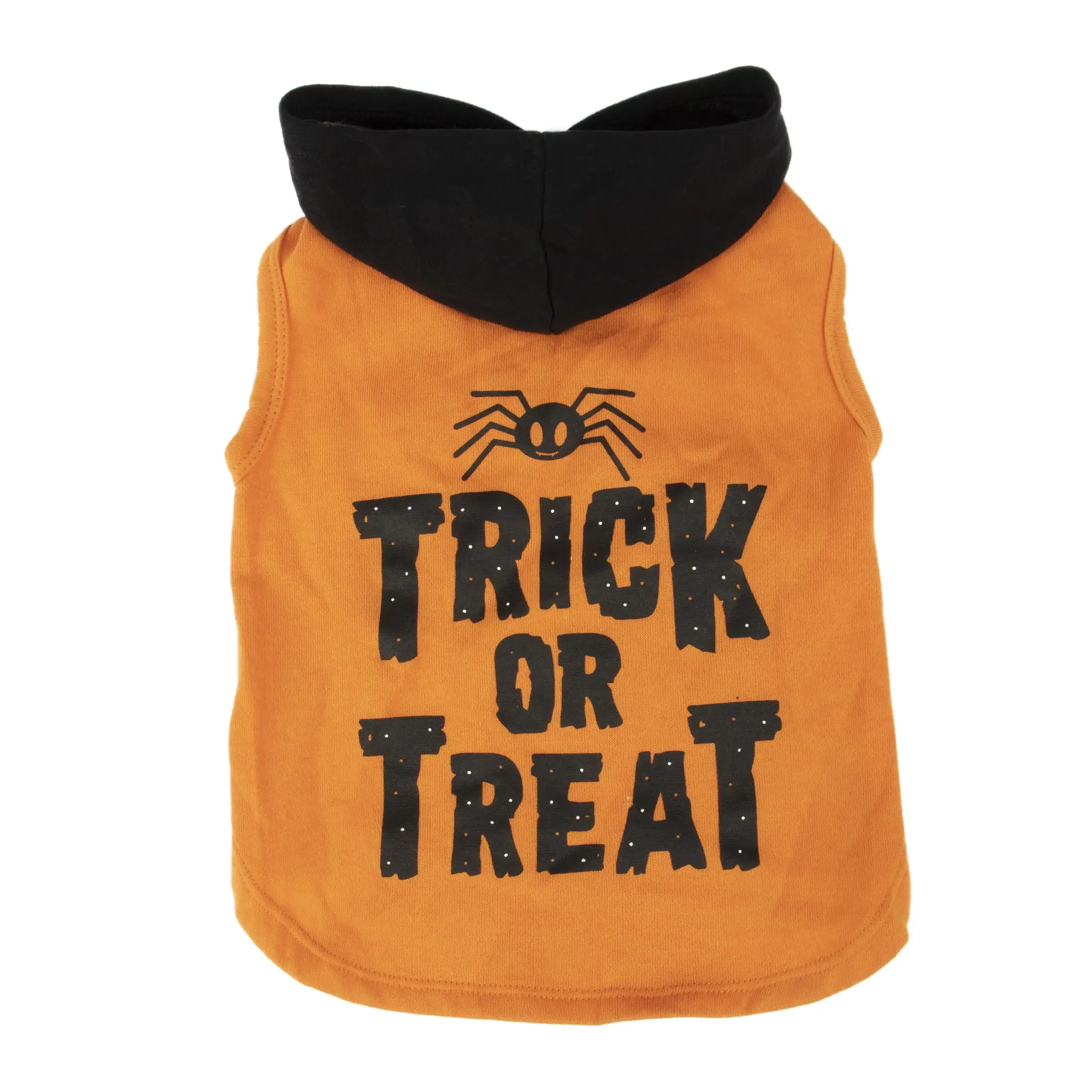 Vibrant Life Halloween Dog Clothes. Orange Trick Or Treat Hoodie for Dogs or Cats. Size Small