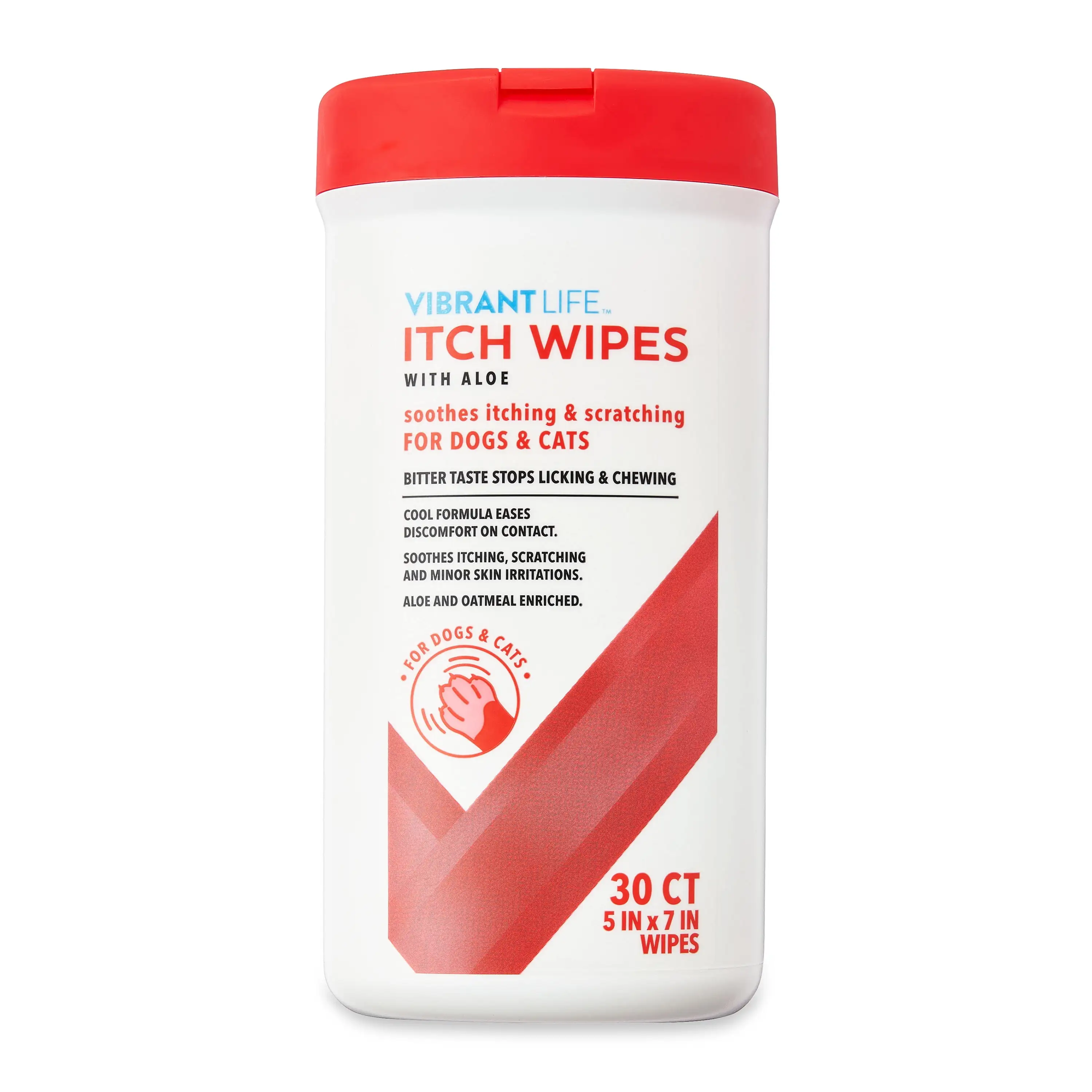 Vibrant Life Itch Wipes with Aloe for Cats & Dogs. 30ct